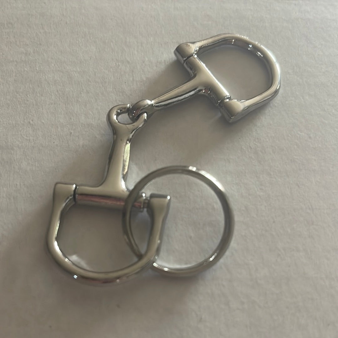 Silver horse bit snaffle keyring