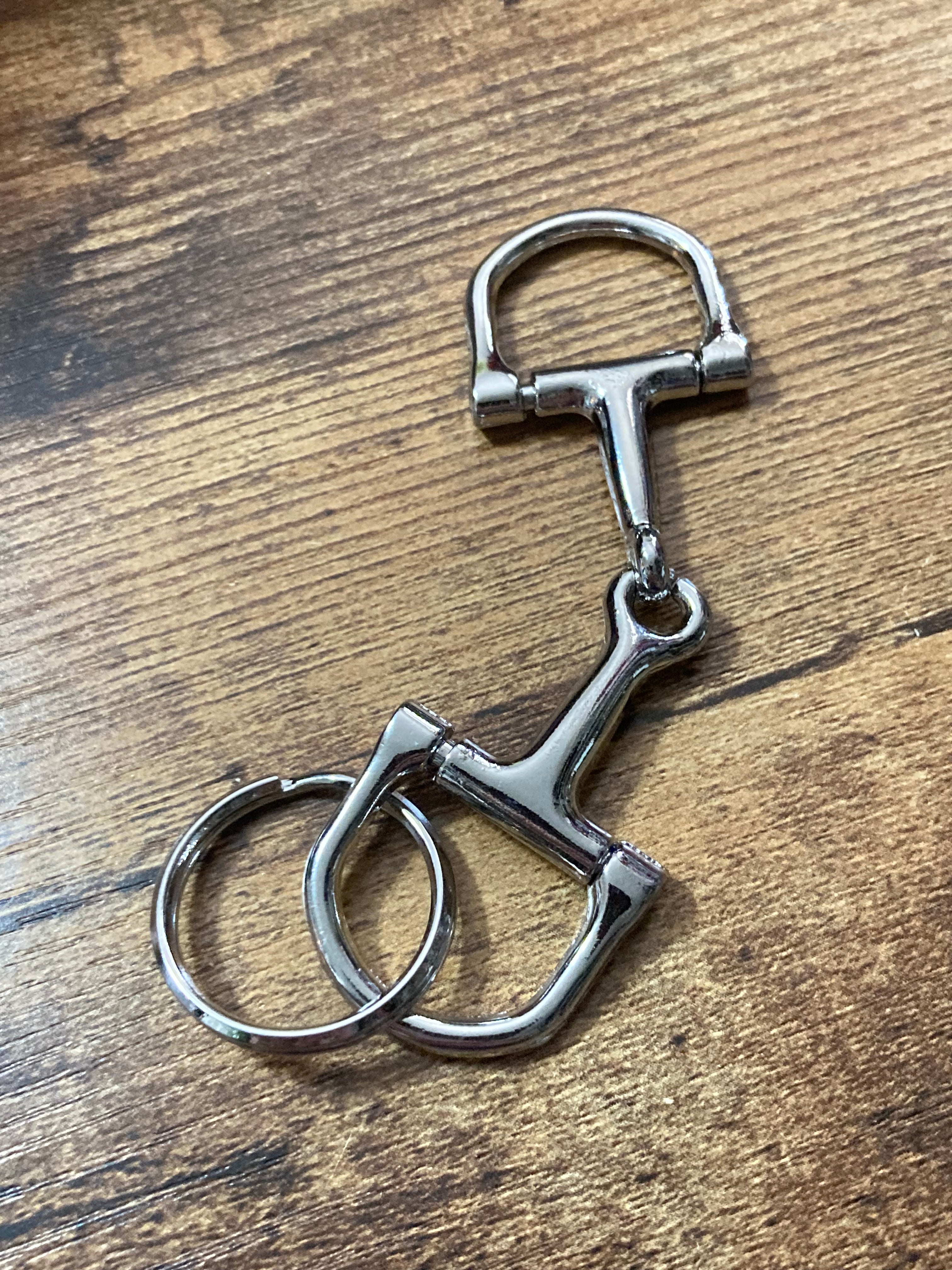 Silver horse bit snaffle keyring