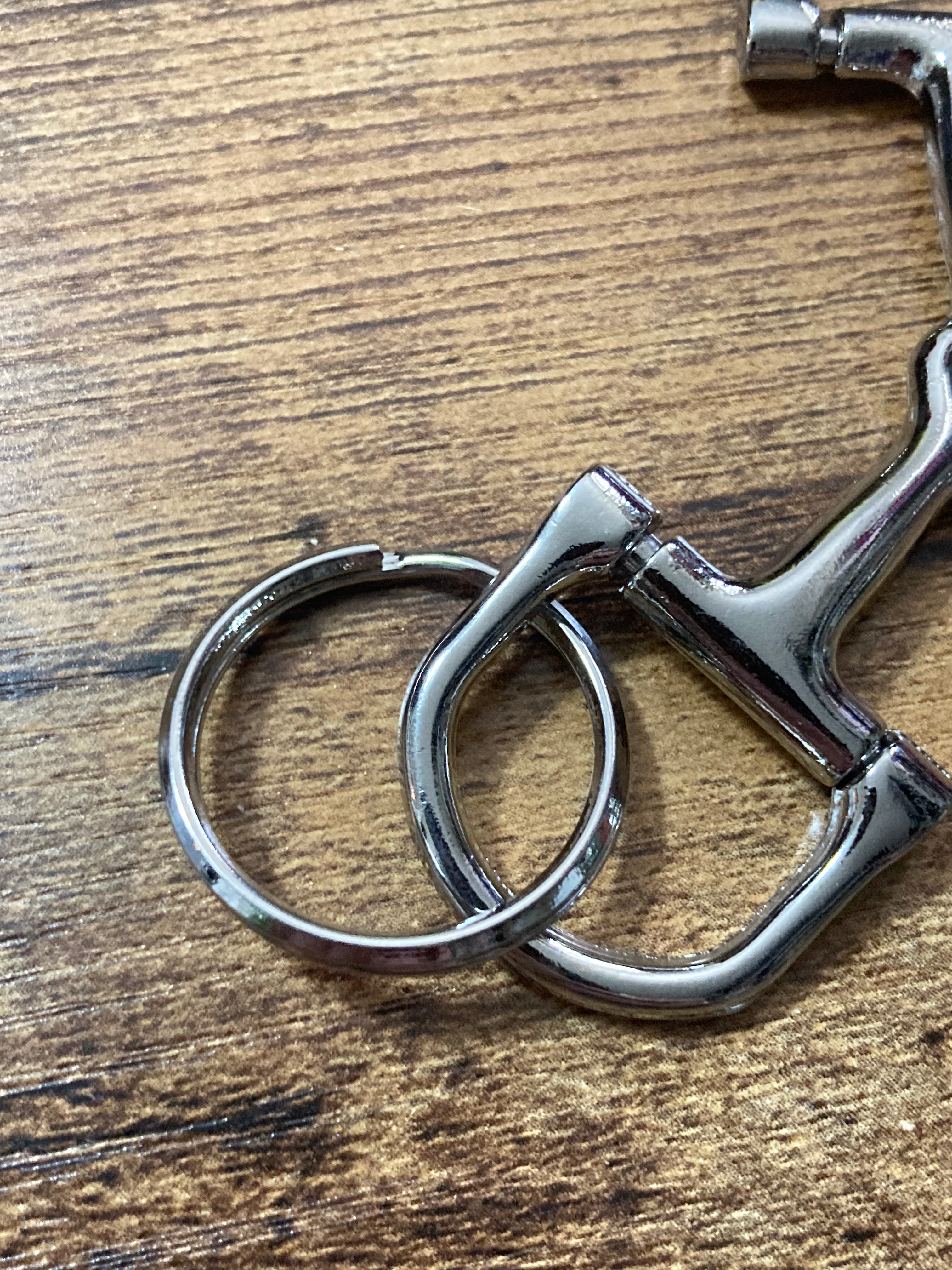 Silver horse bit snaffle keyring