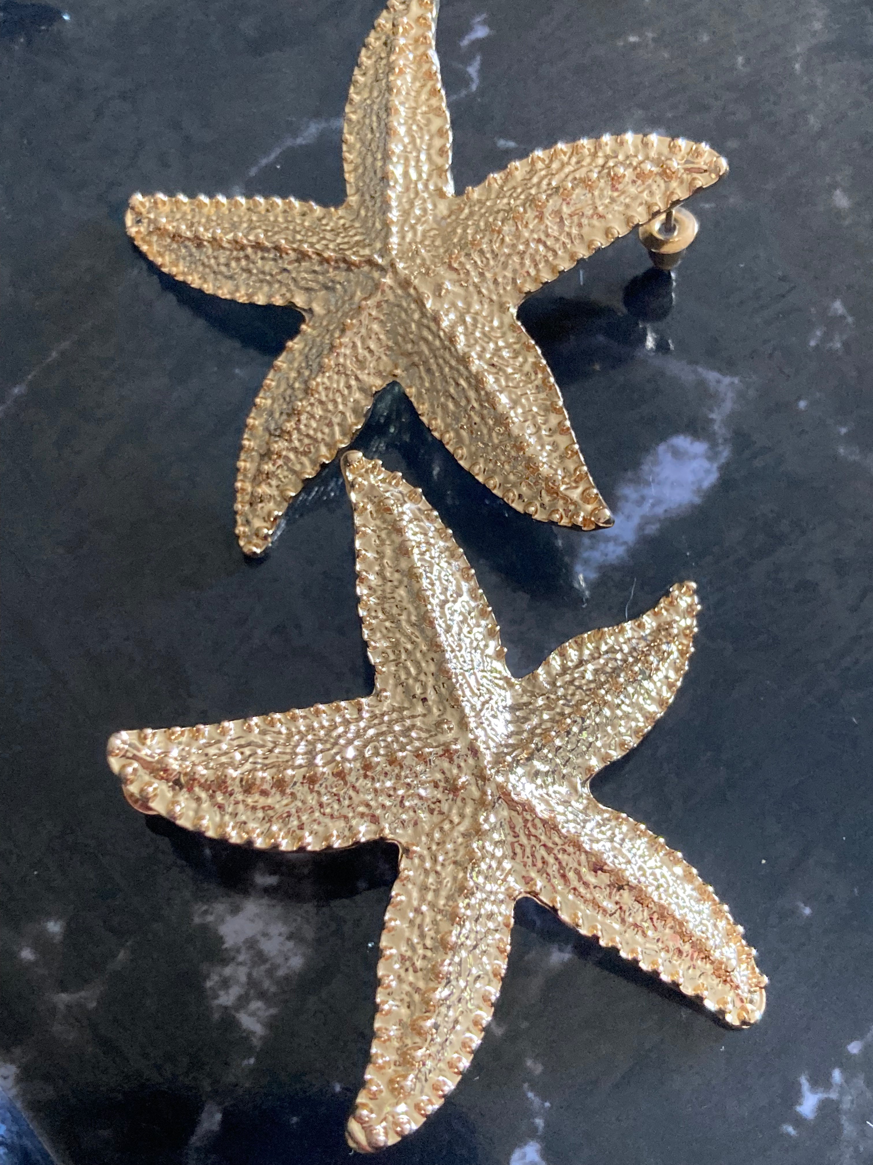 Oversized gold starfish earrings nautical