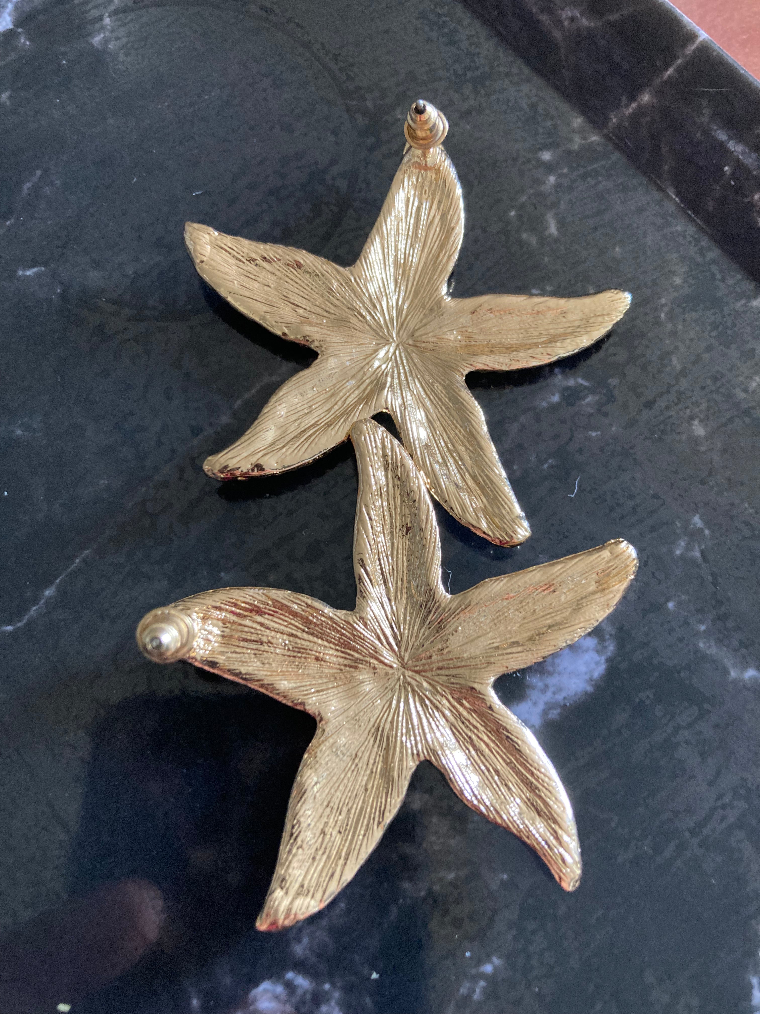 Oversized gold starfish earrings nautical