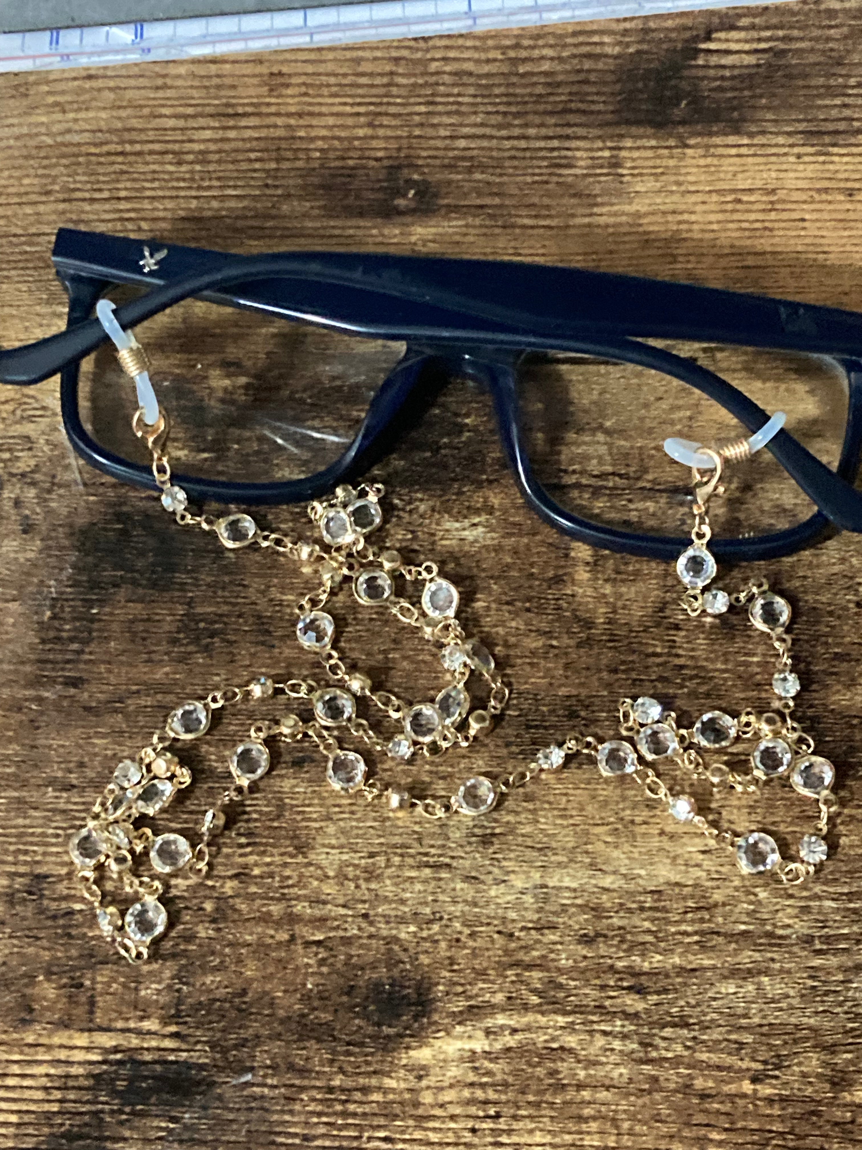 Sunglasses glasses gold diamanté bezel chain