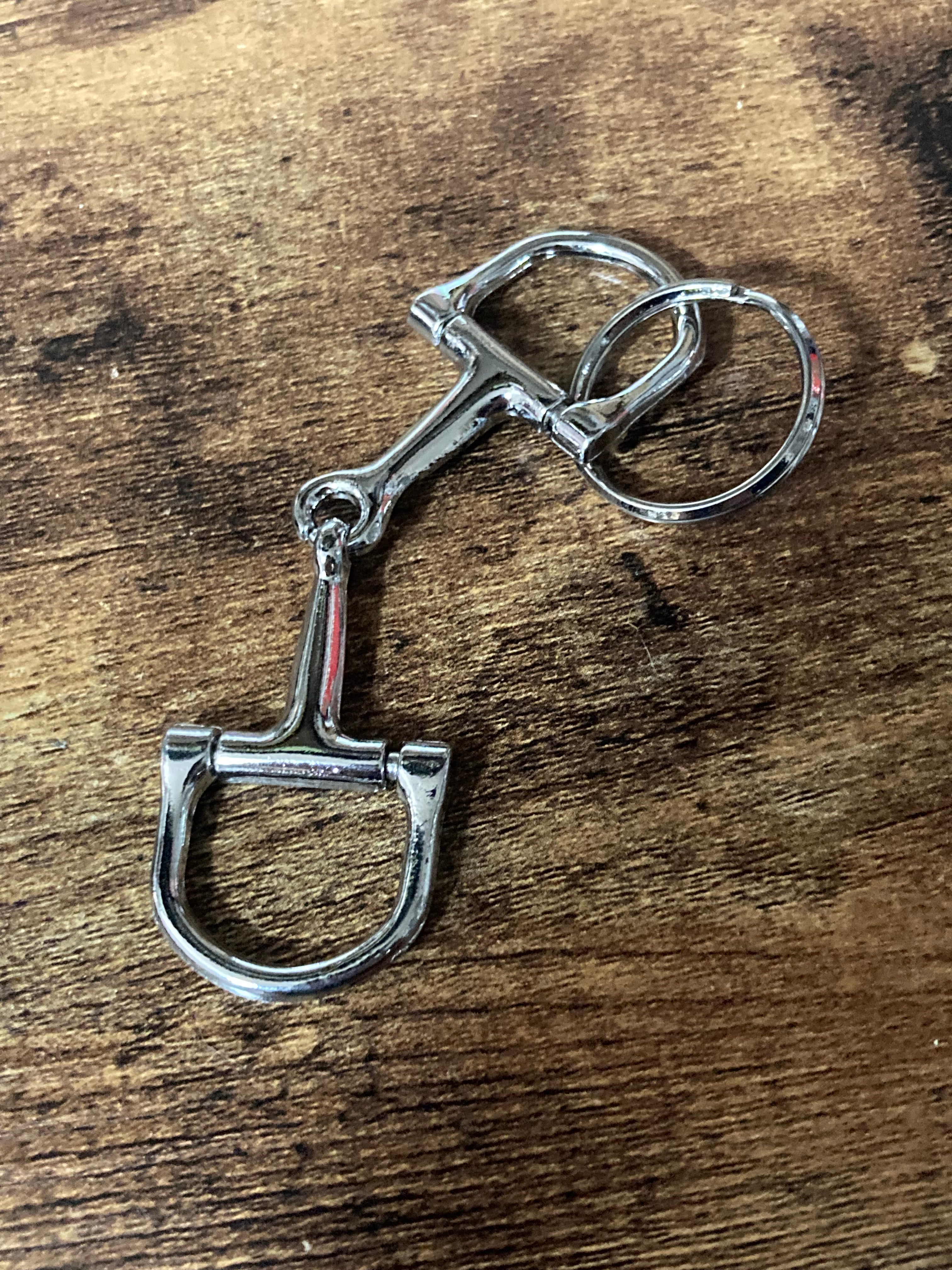 Silver horse bit snaffle keyring