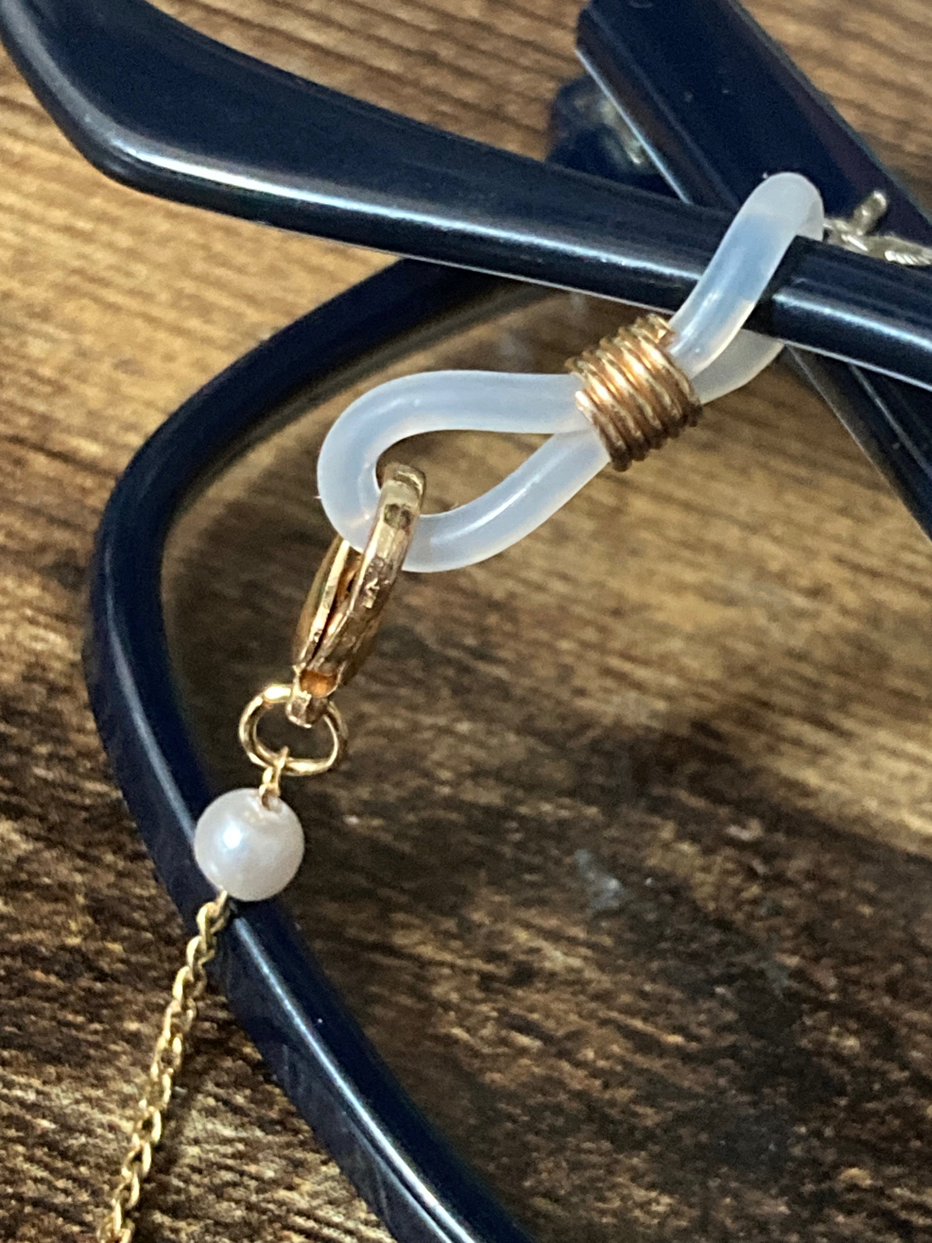 Glasses chain White pearl gold tone 70cm