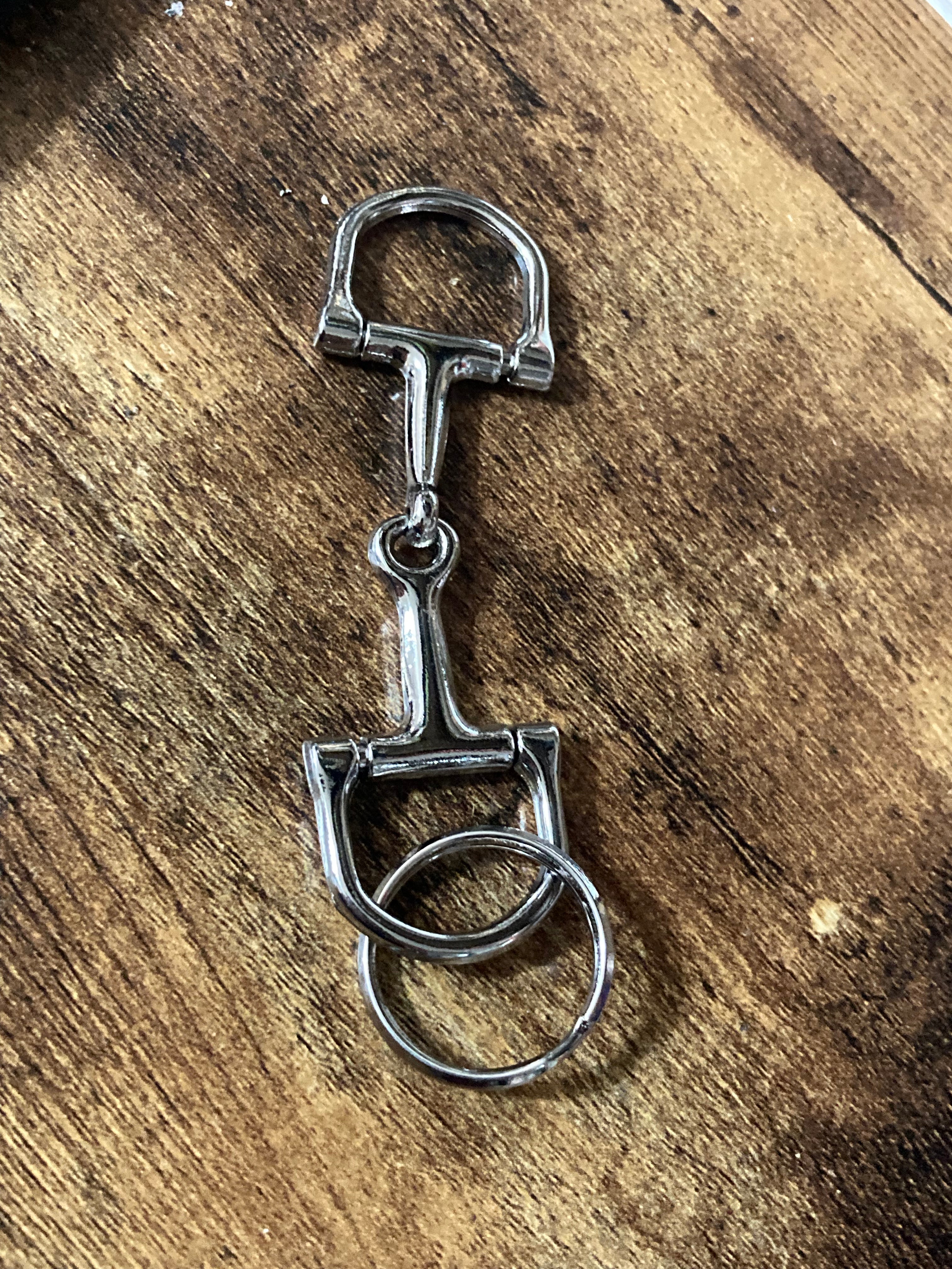 Silver horse bit snaffle keyring