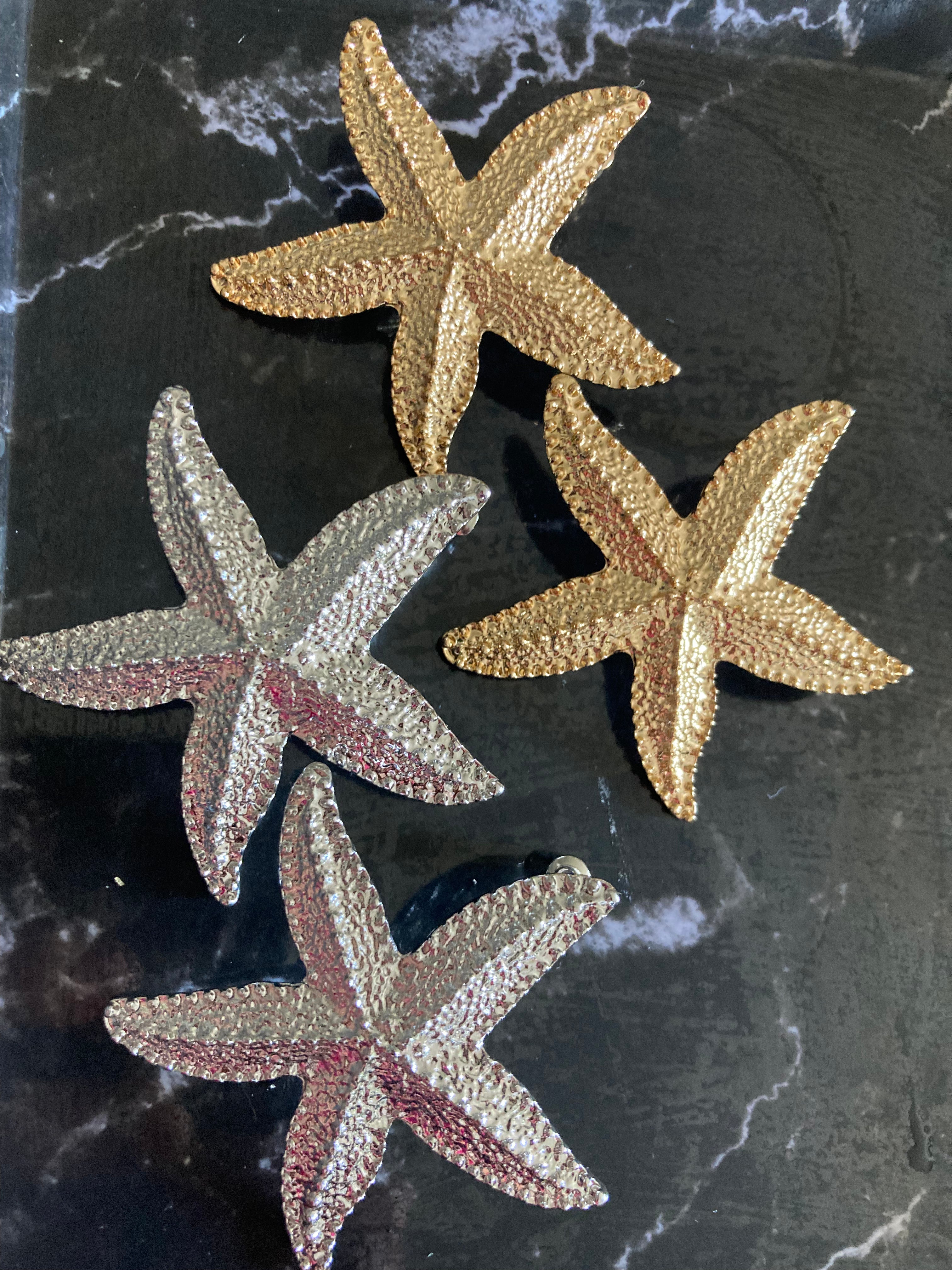 Oversized gold starfish earrings nautical