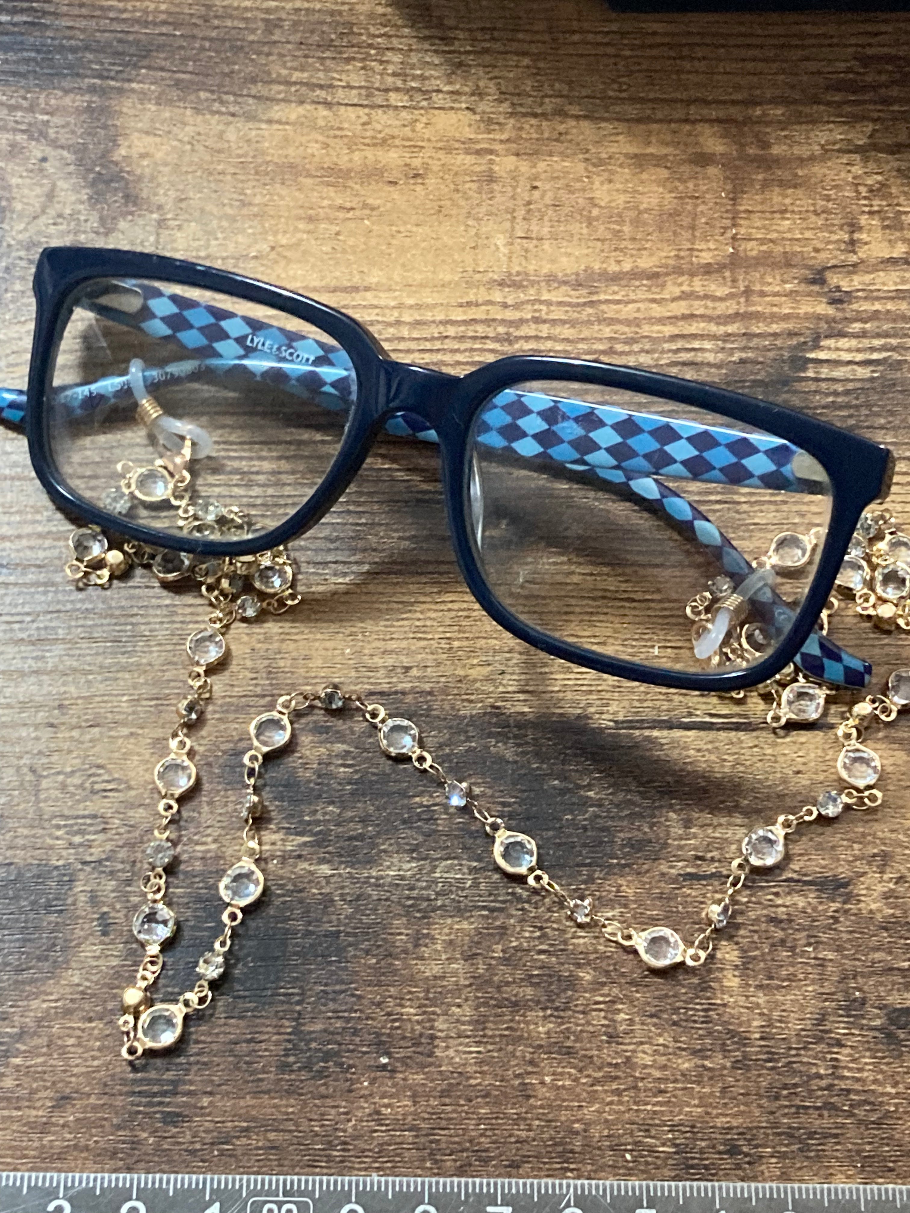 Sunglasses glasses gold diamanté bezel chain