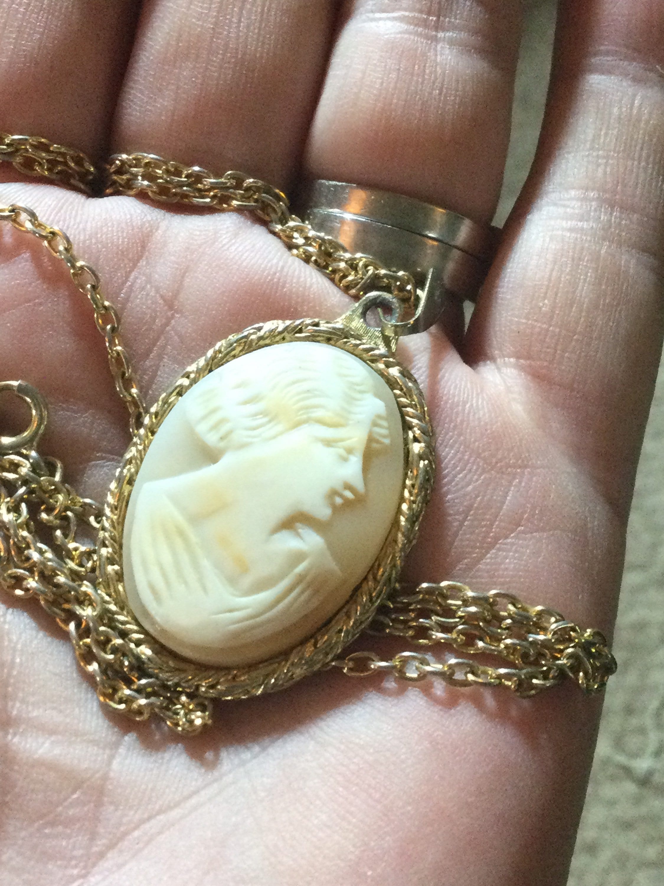 Antique Gold Cameo Necklace | Rebekajewelry