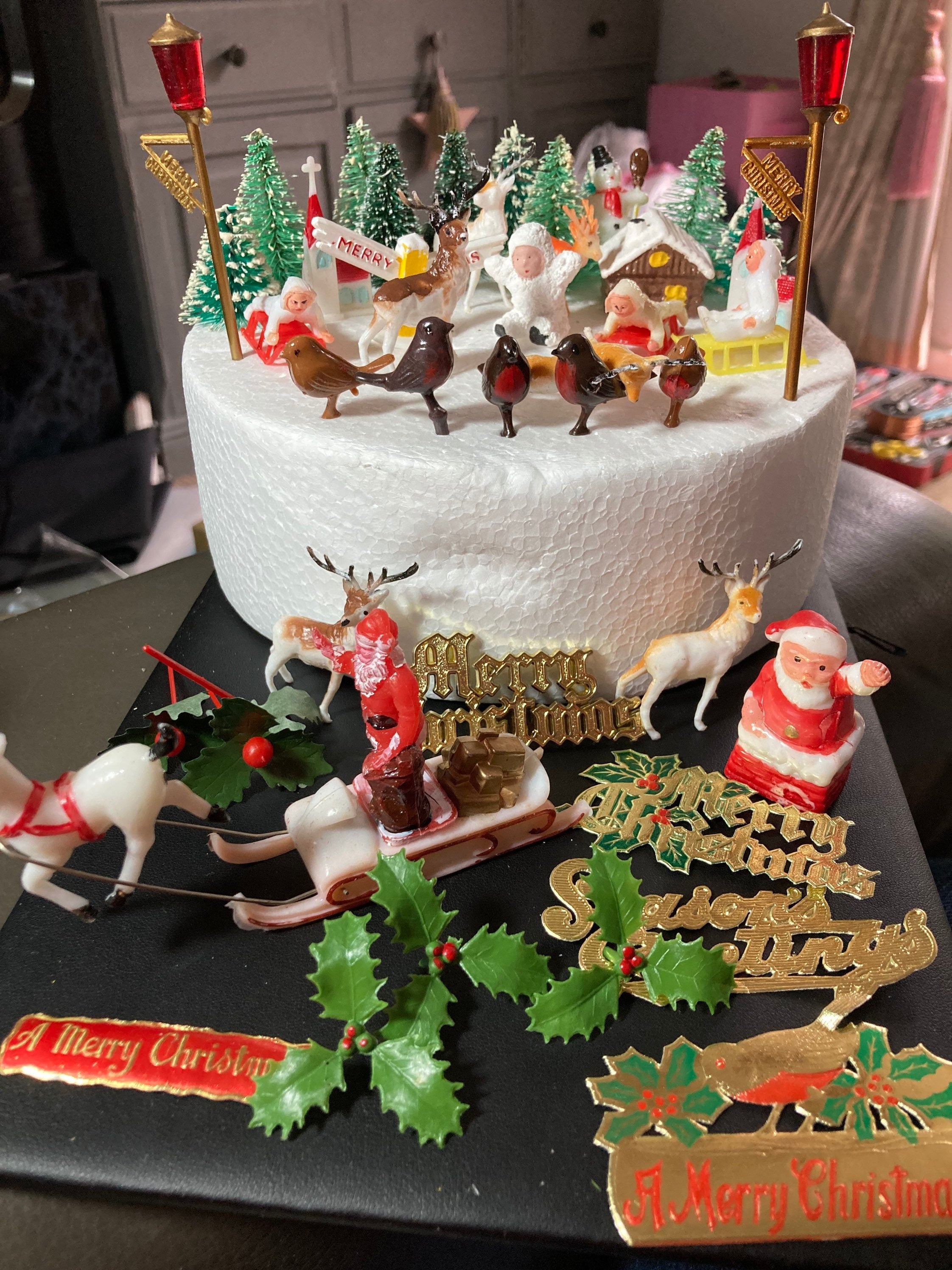Santa hat and Snowflakes Christmas Cake | Handmade Miniature Food – Paris  Miniatures