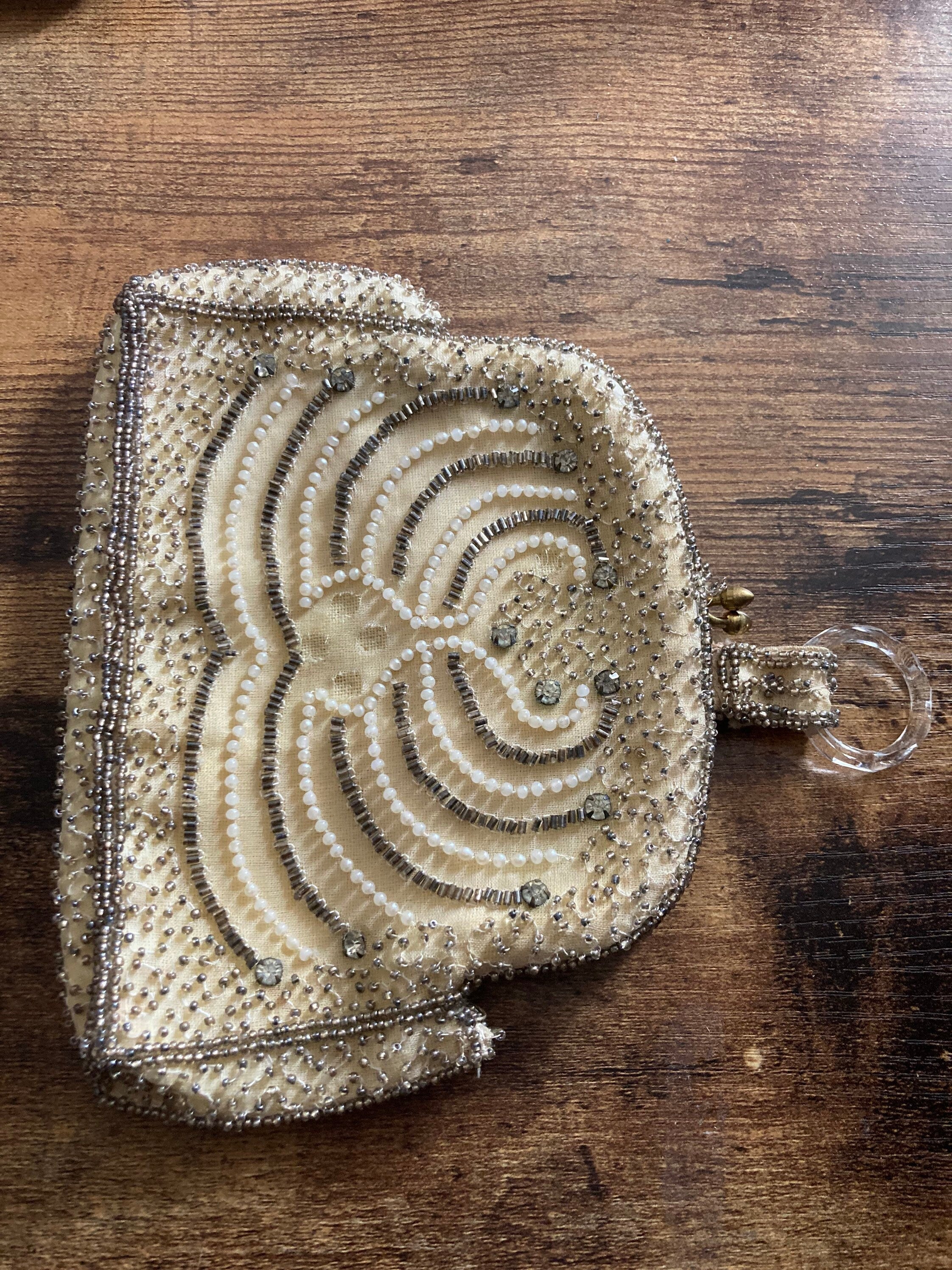 Vintage Antique 1920s 1930s Micro Beaded bead work Purse evening Bag –  Loved & Loved Again