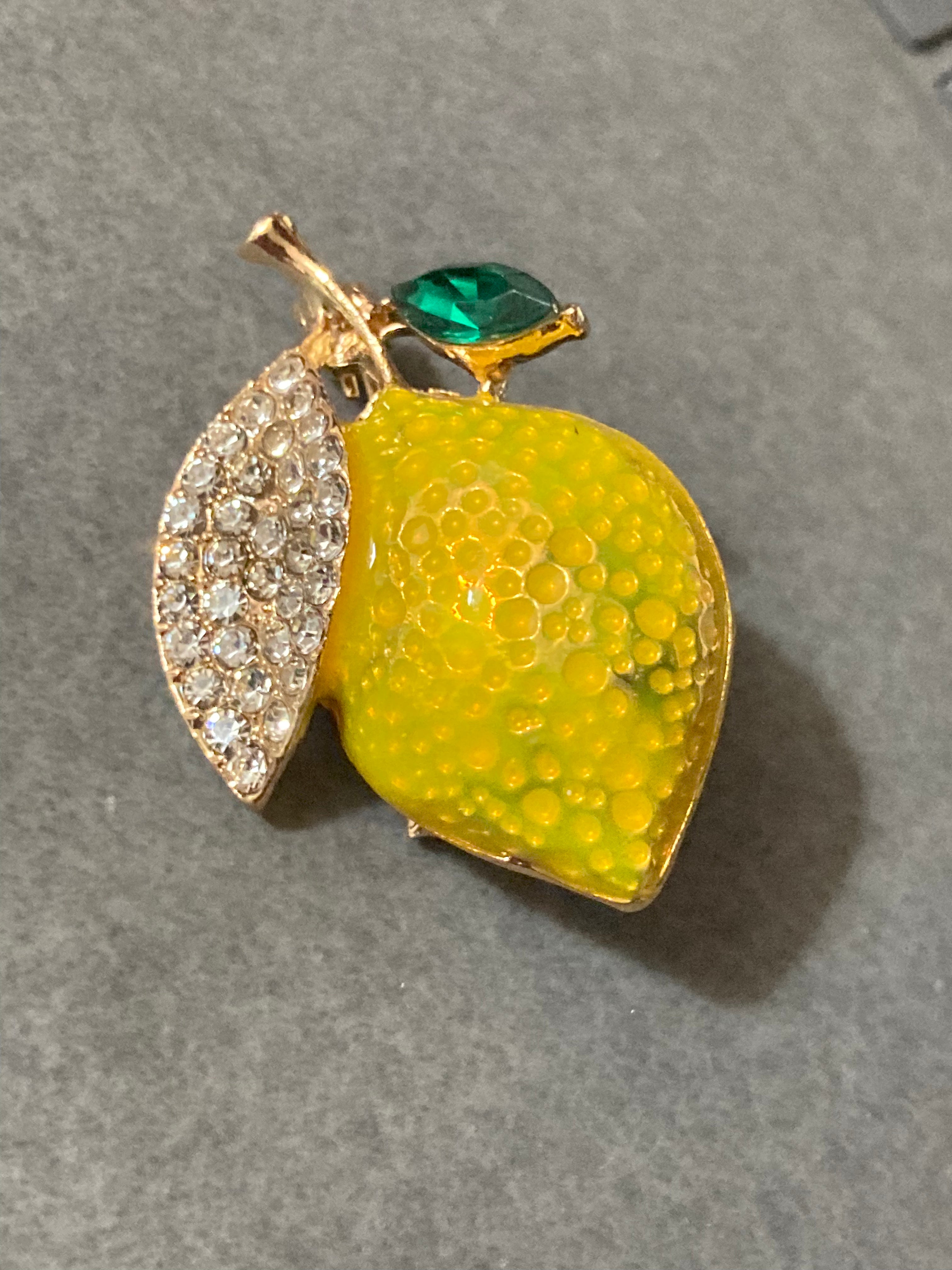 Summer lemon diamanté brooch