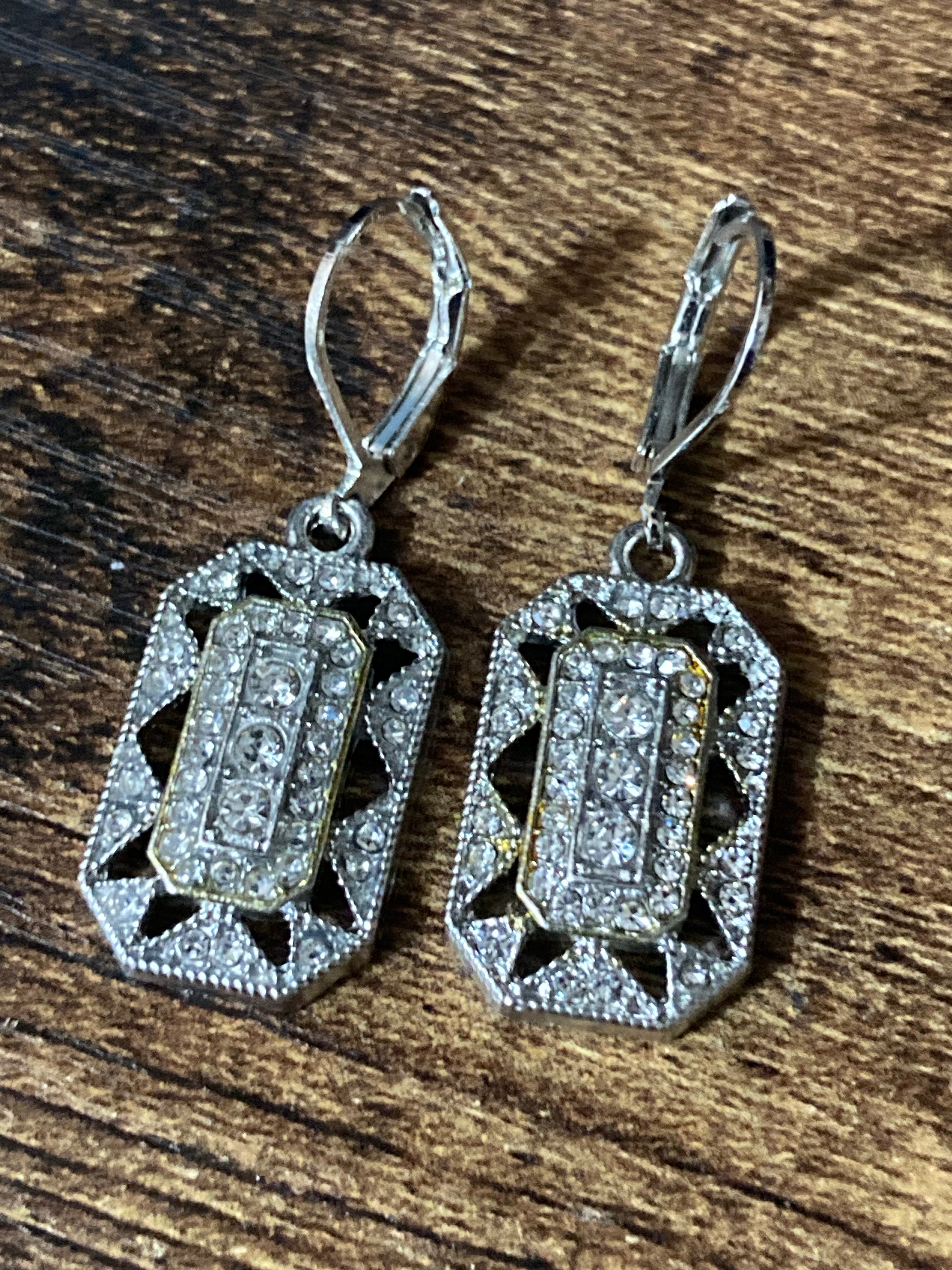 Art deco diamanté geometric octagonal earrings