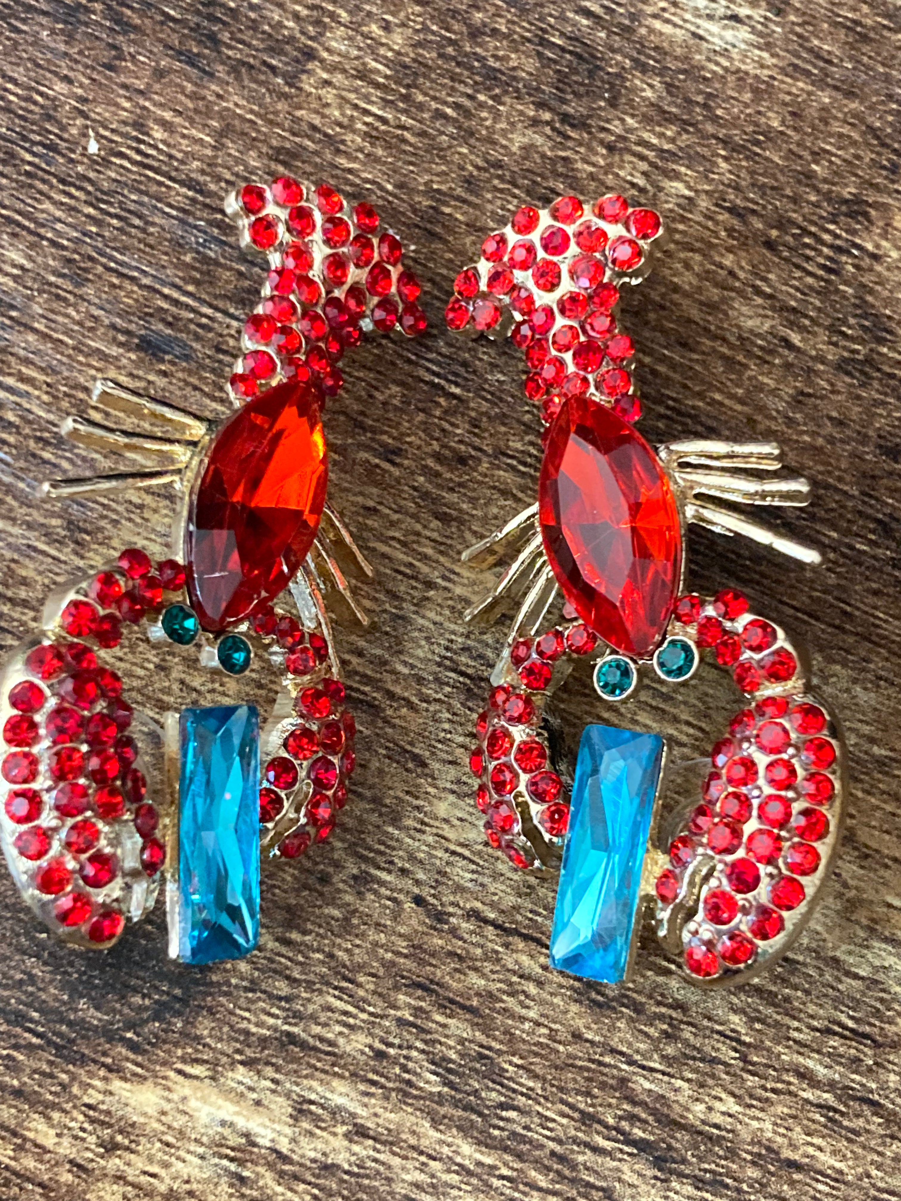 Diamanté lobster earrings