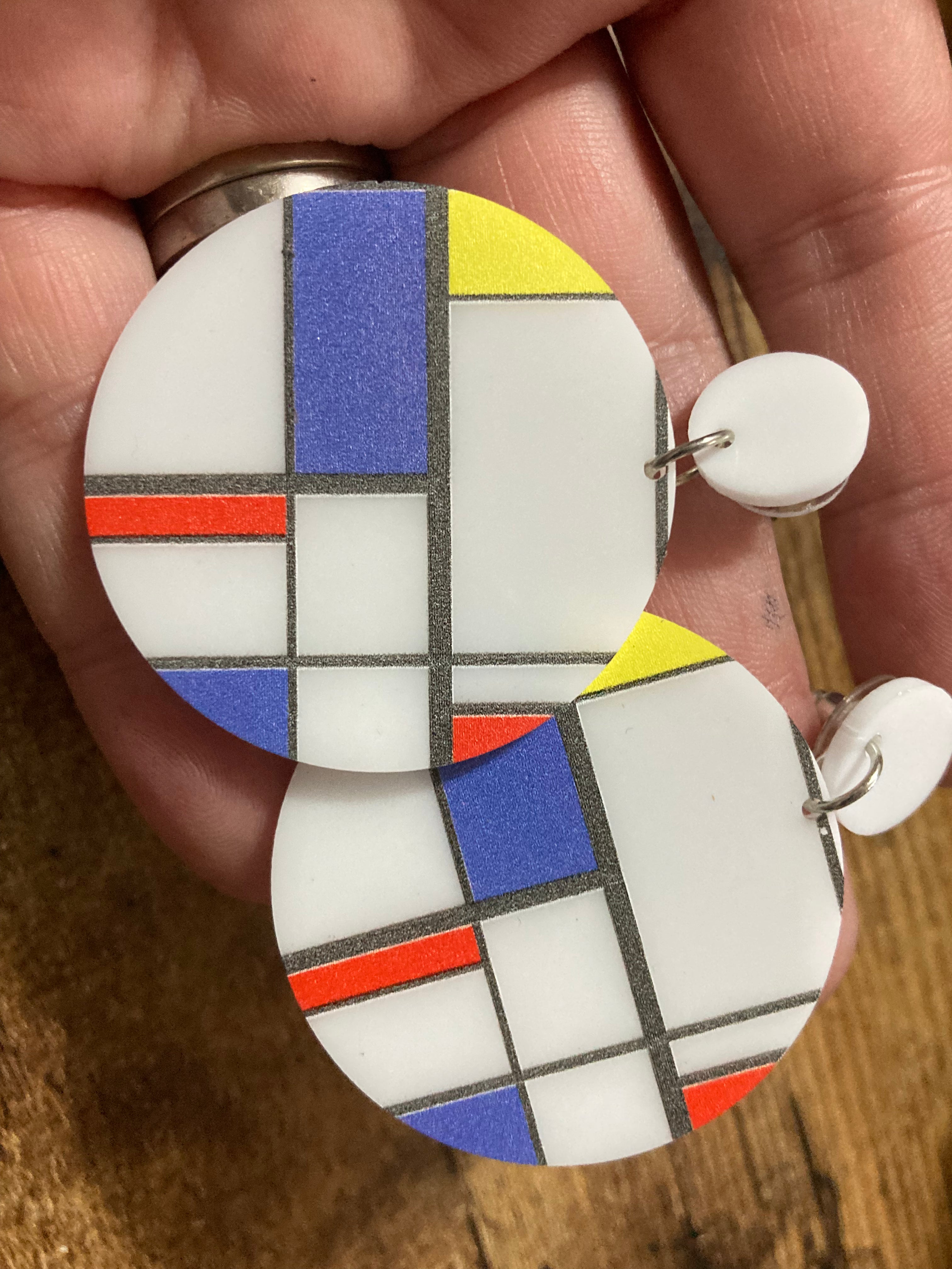 Bauhaus Mondrian dangly earrings