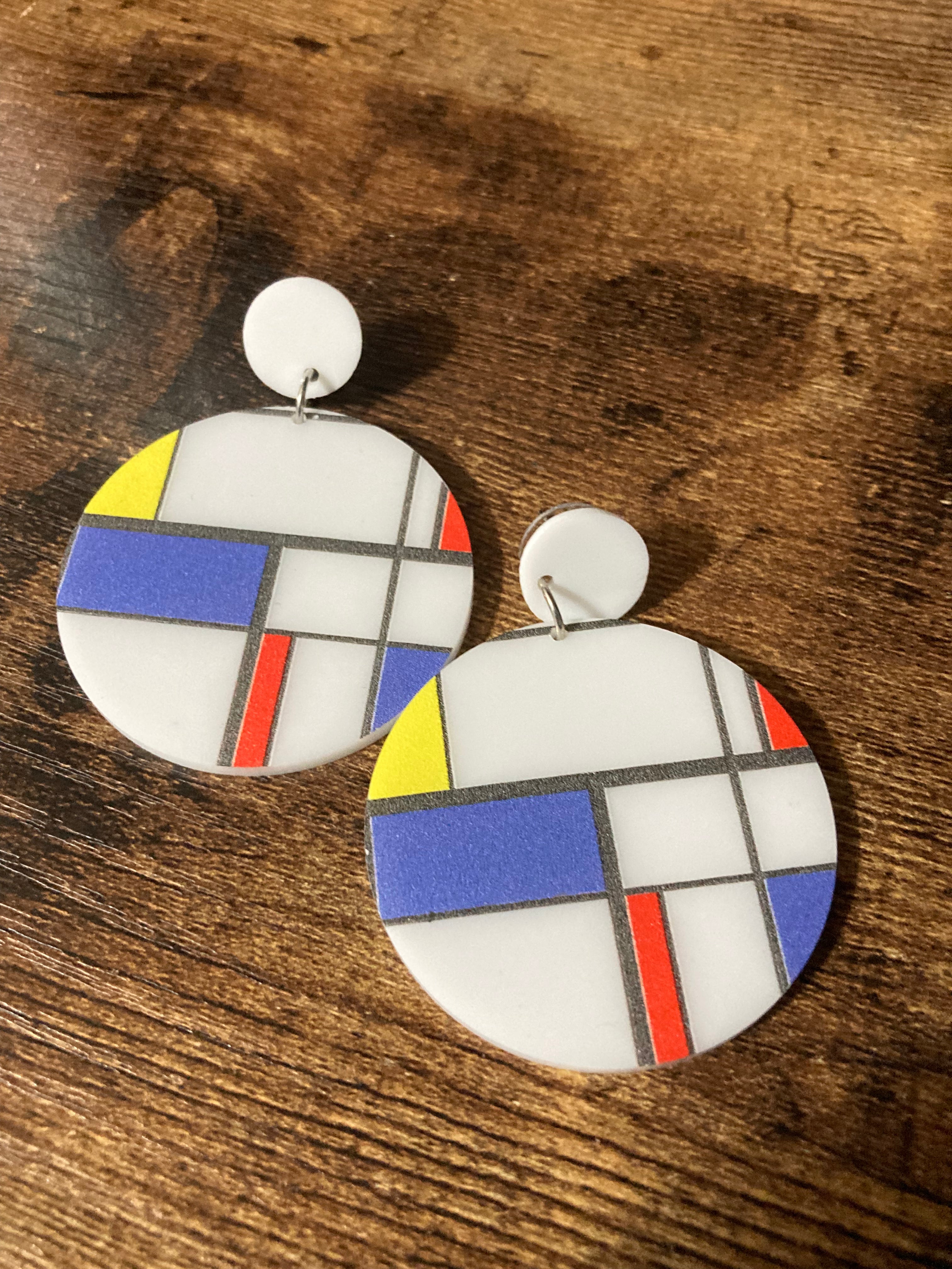 Bauhaus Mondrian dangly earrings