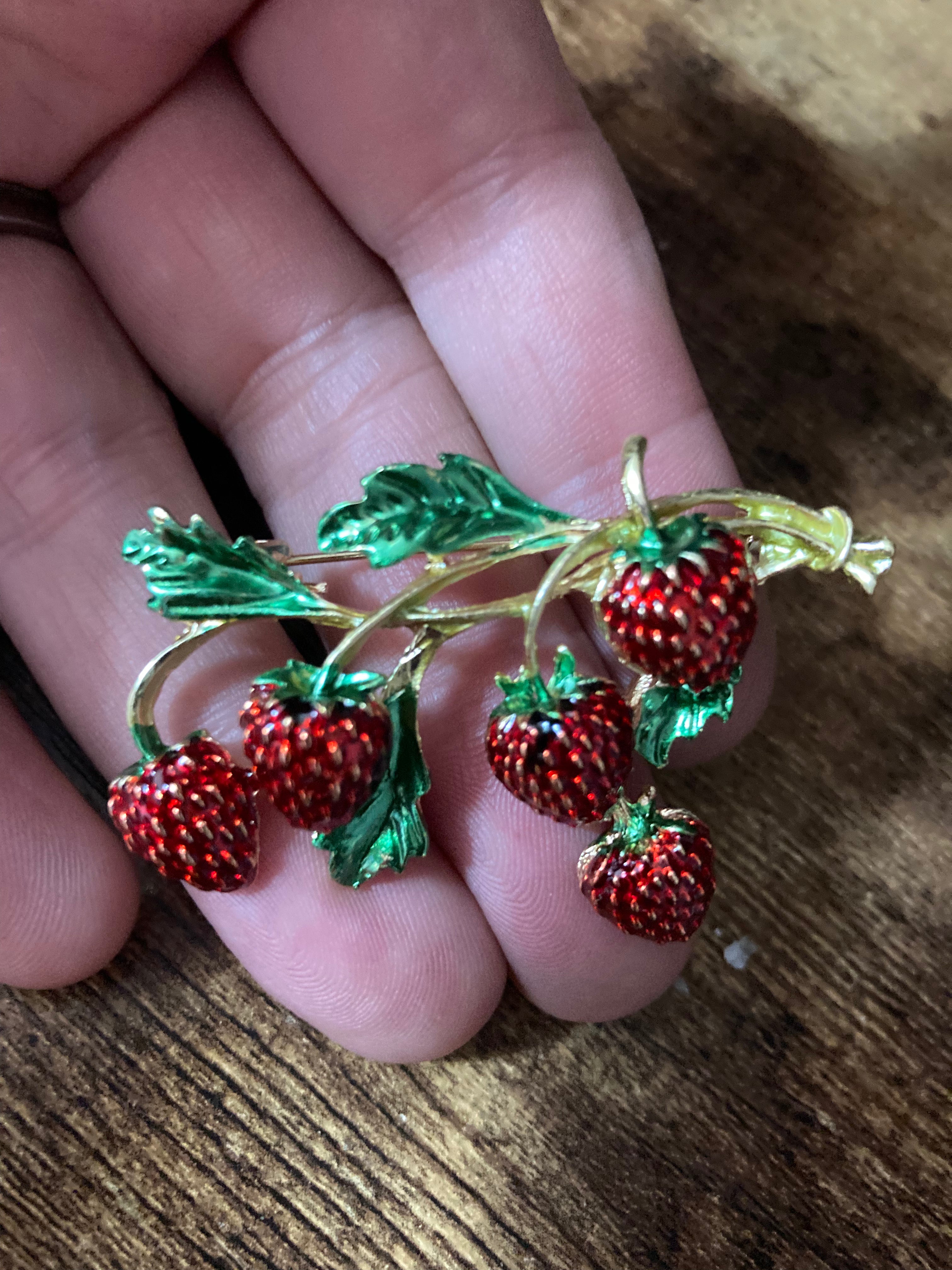 Red Strawberry brooch