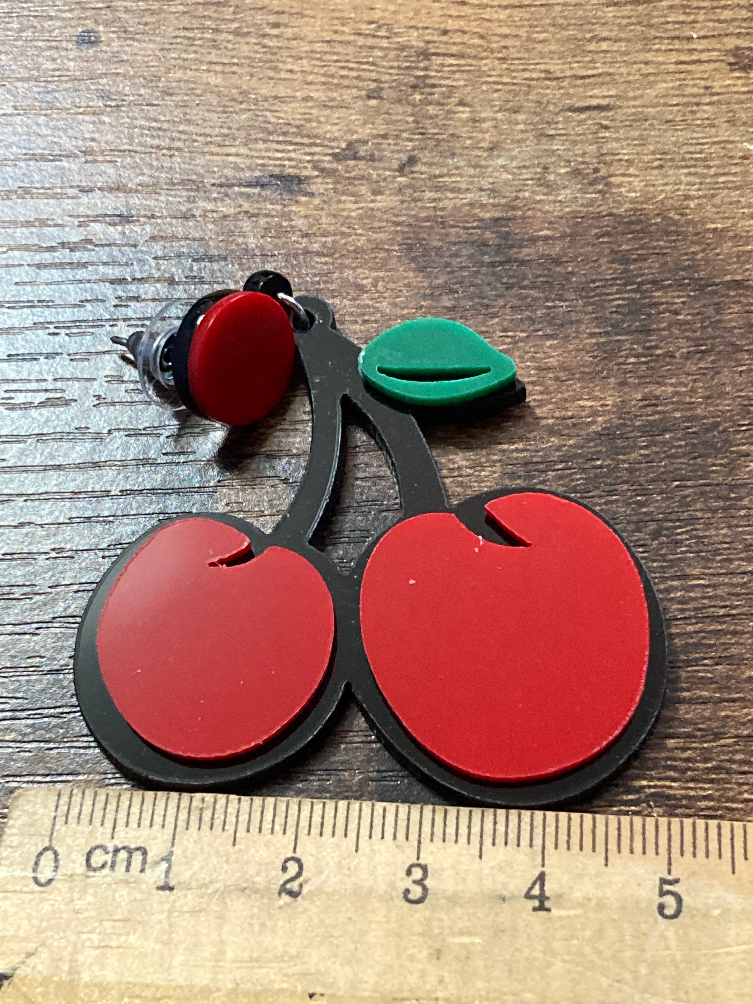 Bright Red cherry earrings Oversized acrylic