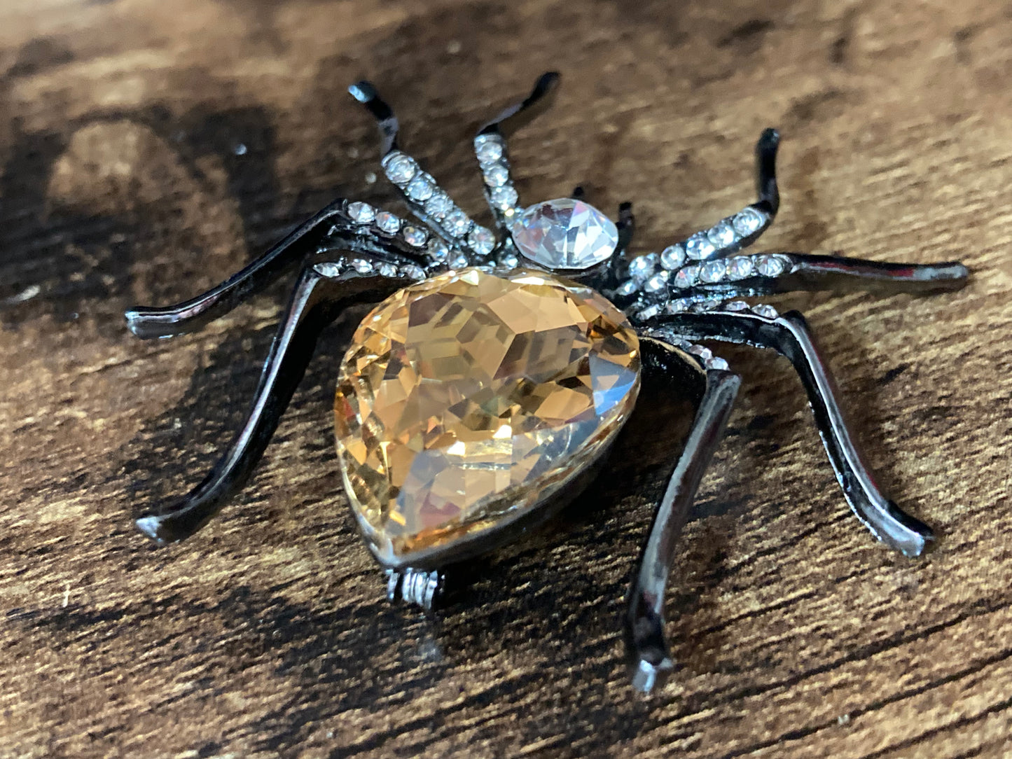 Large spider brooch citrine diamanté