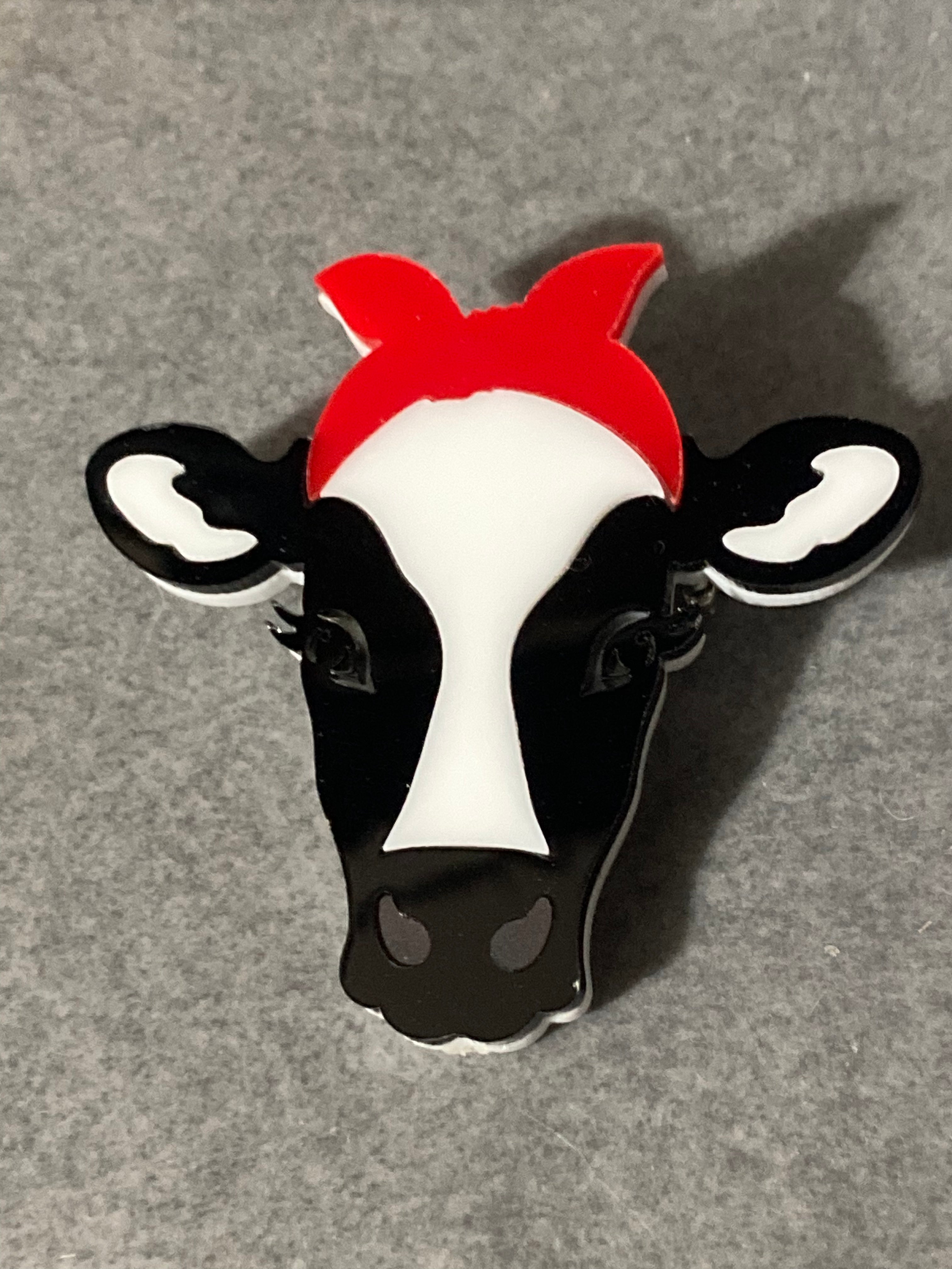 Daisy the cow acrylic brooch