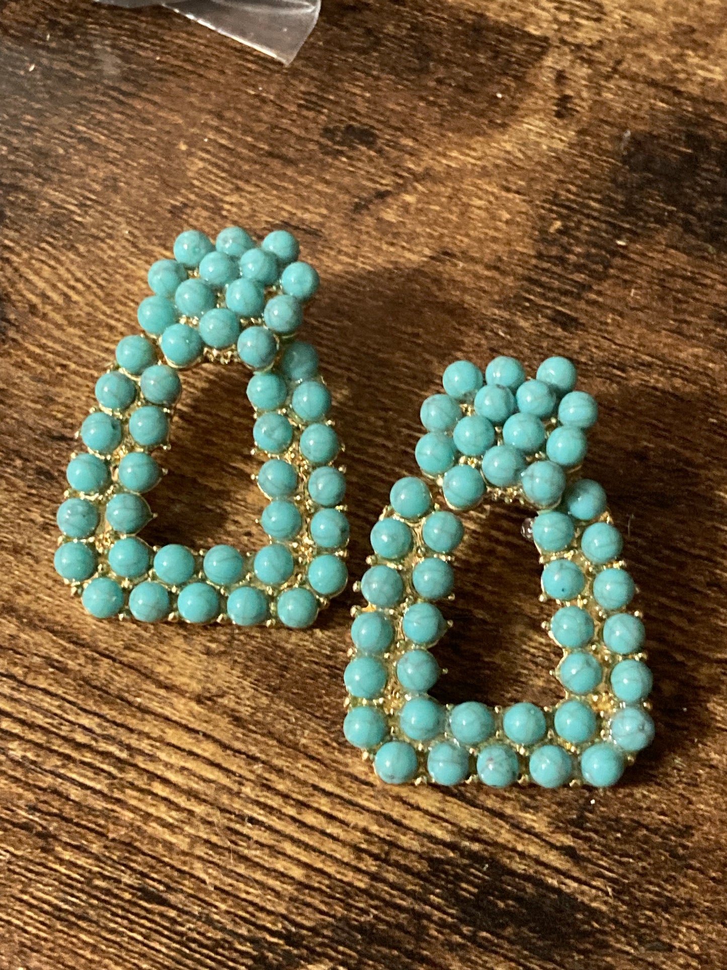 Turquoise beaded door knocker earrings