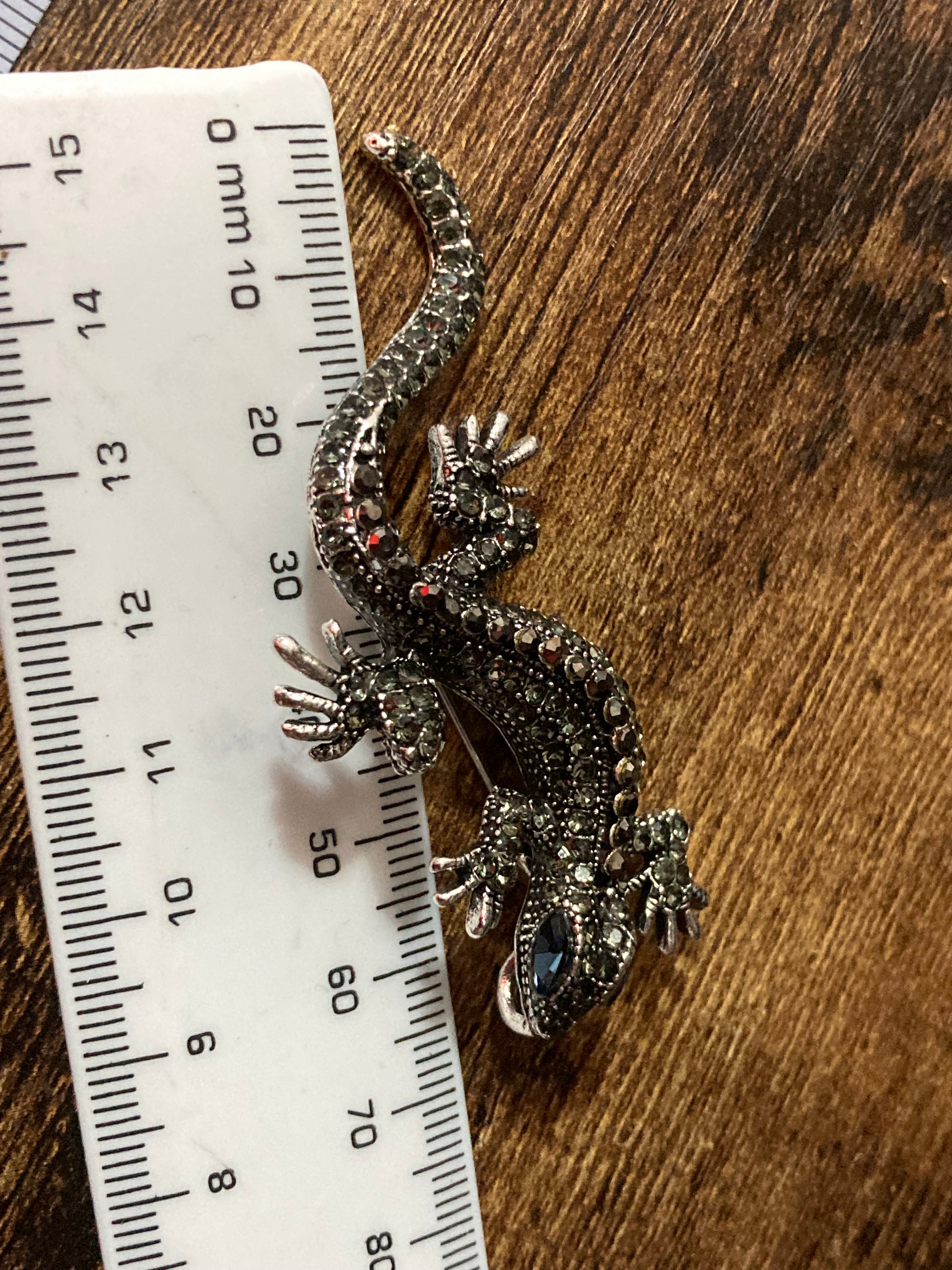 Diamanté lizard brooch and pendant