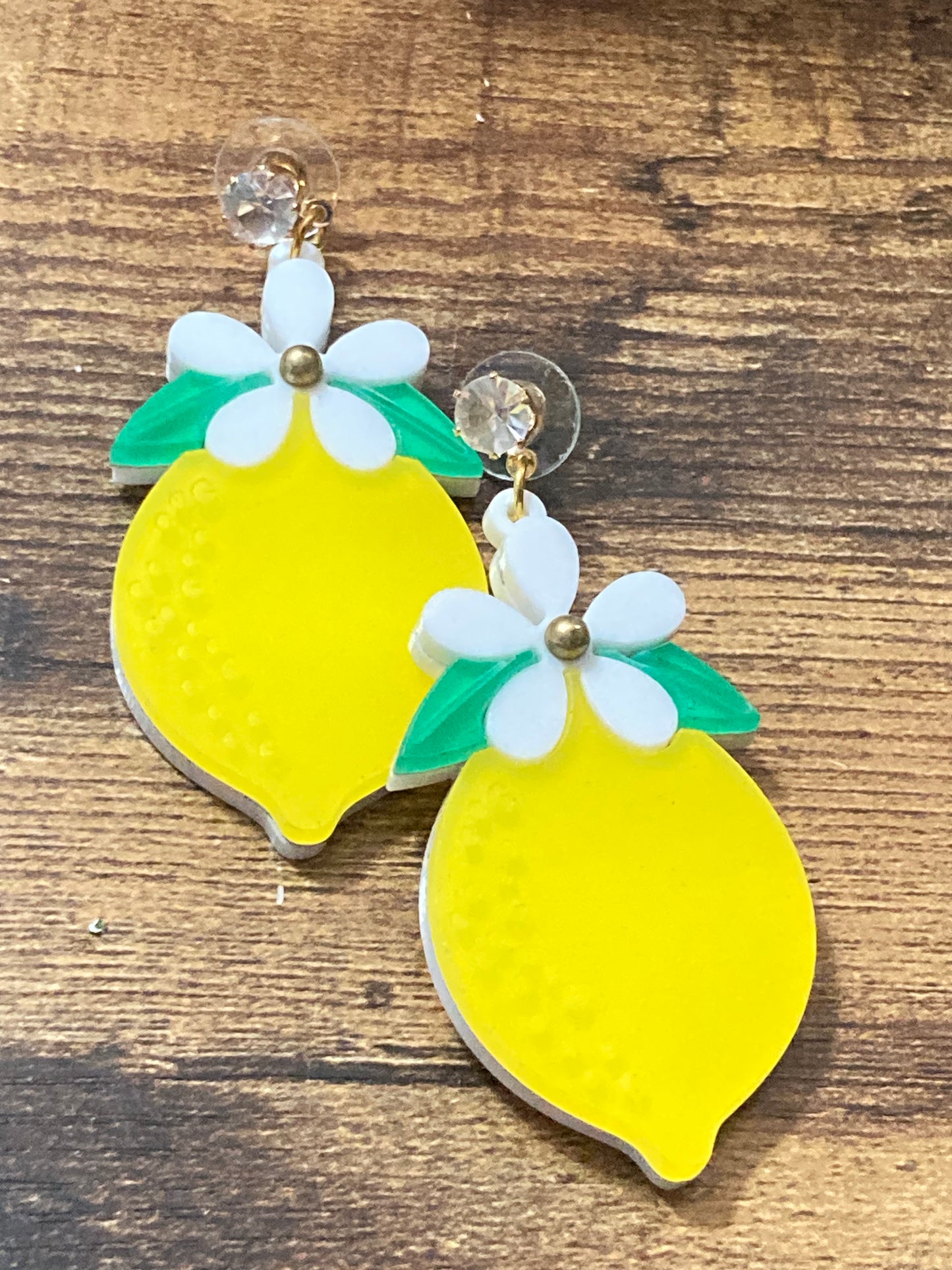 Acrylic yellow lemon fruit earrings