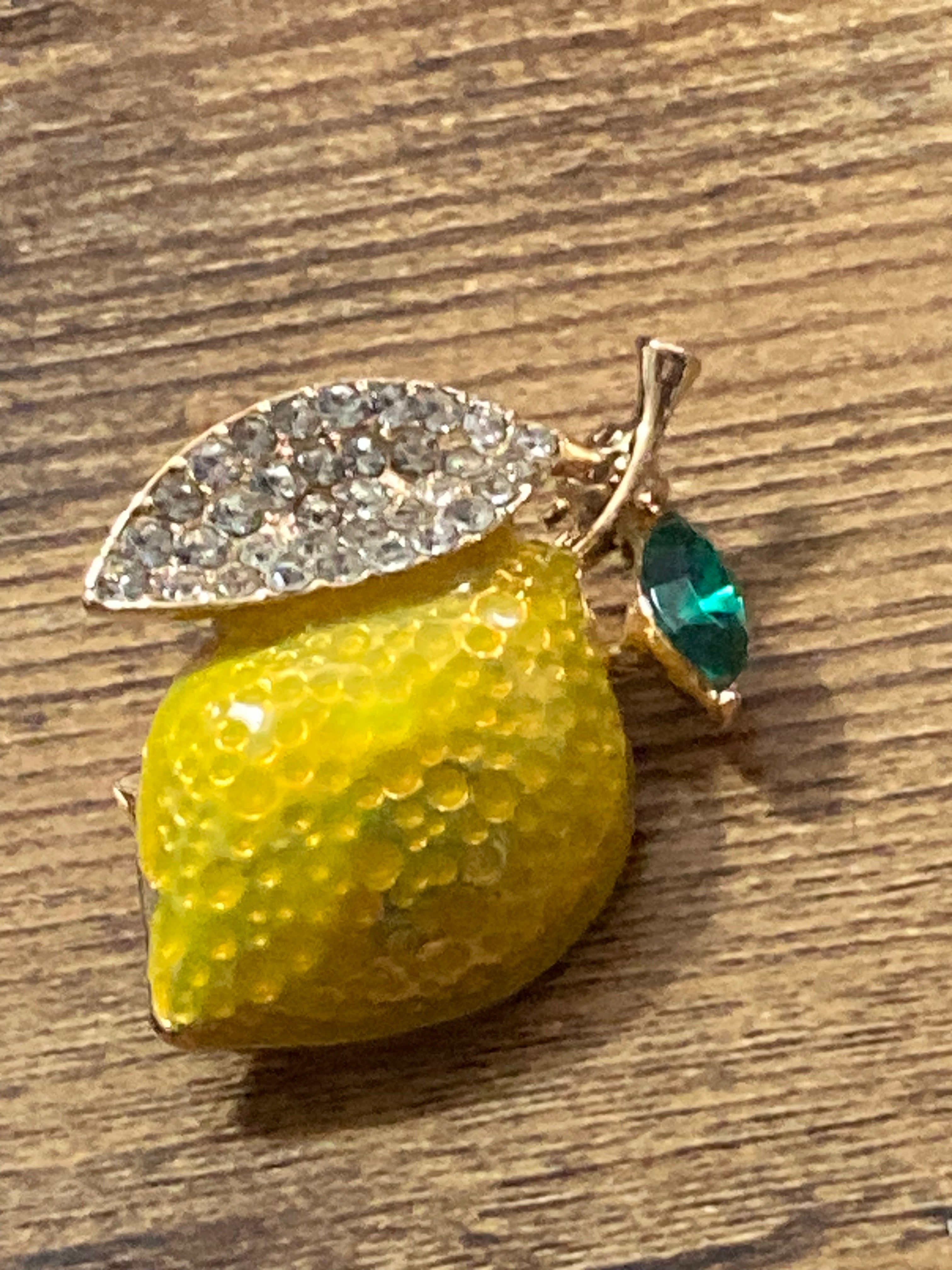 Summer lemon diamanté brooch