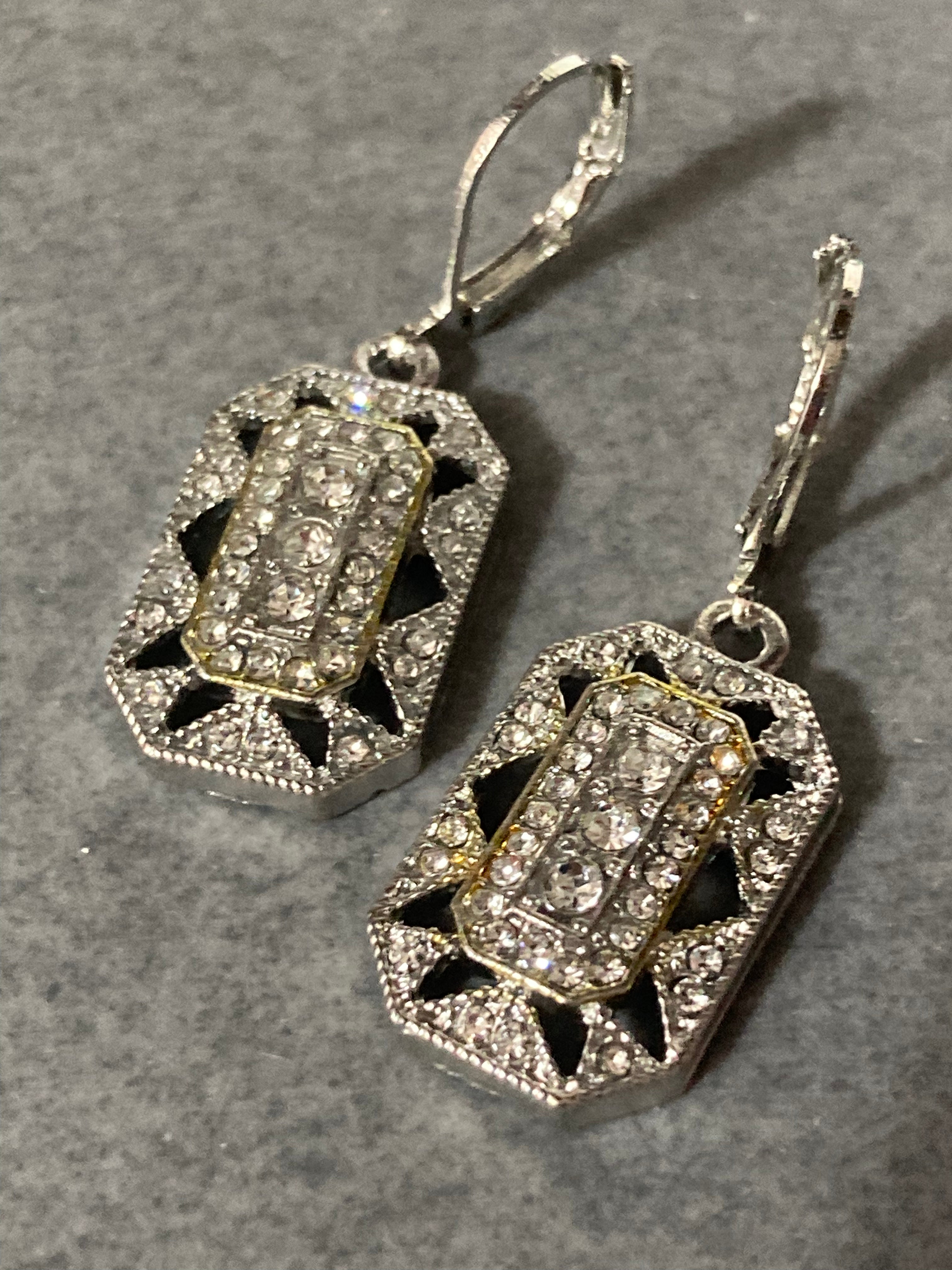 Art deco diamanté geometric octagonal earrings