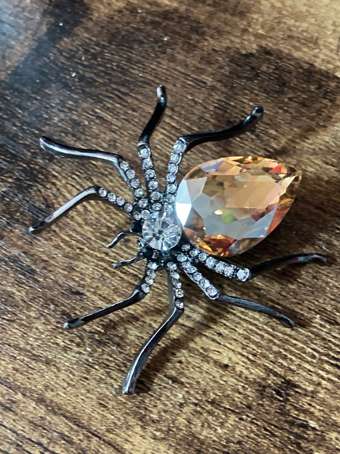 Large spider brooch citrine diamanté