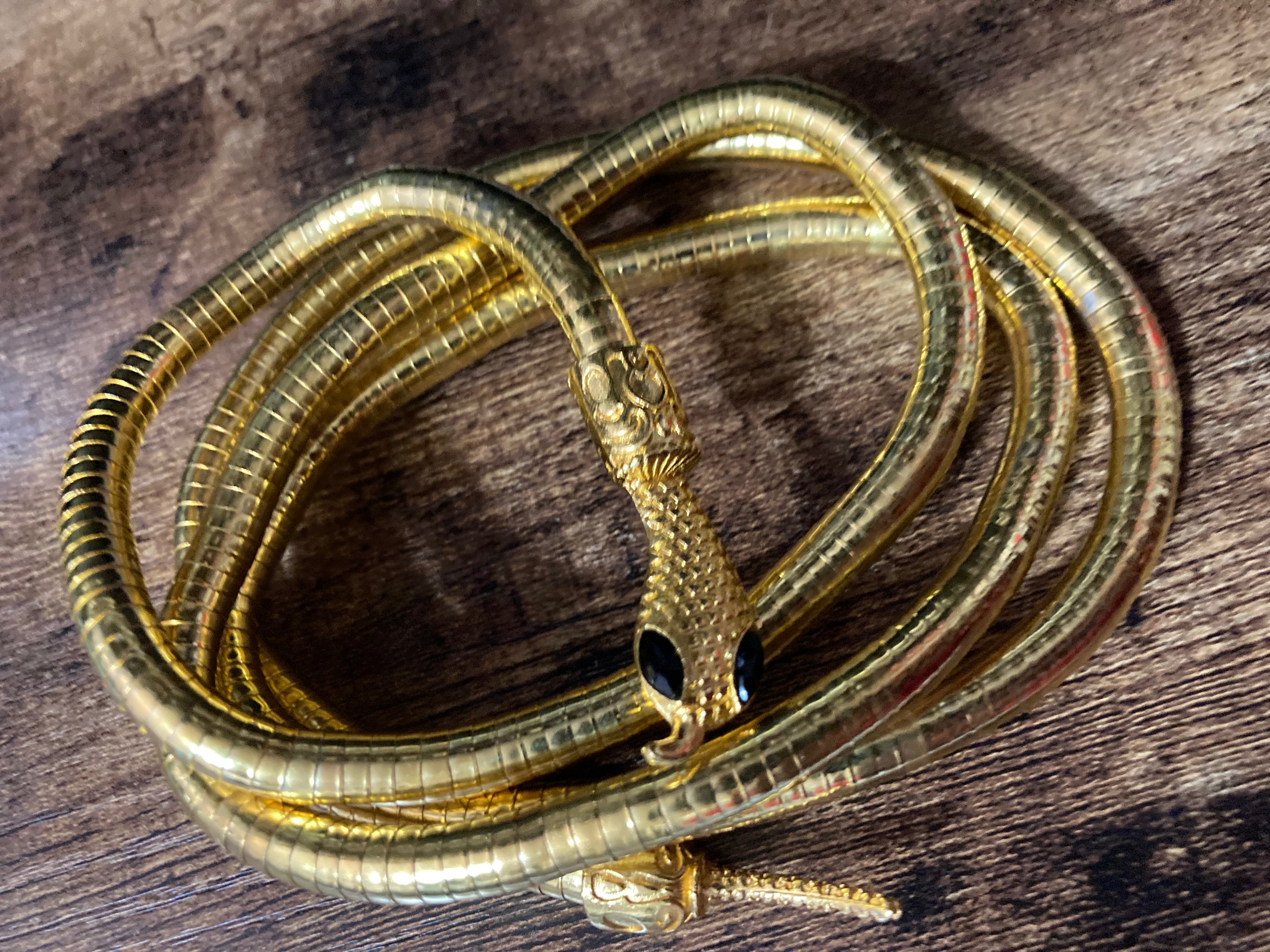 Gold bendy snake choker necklace