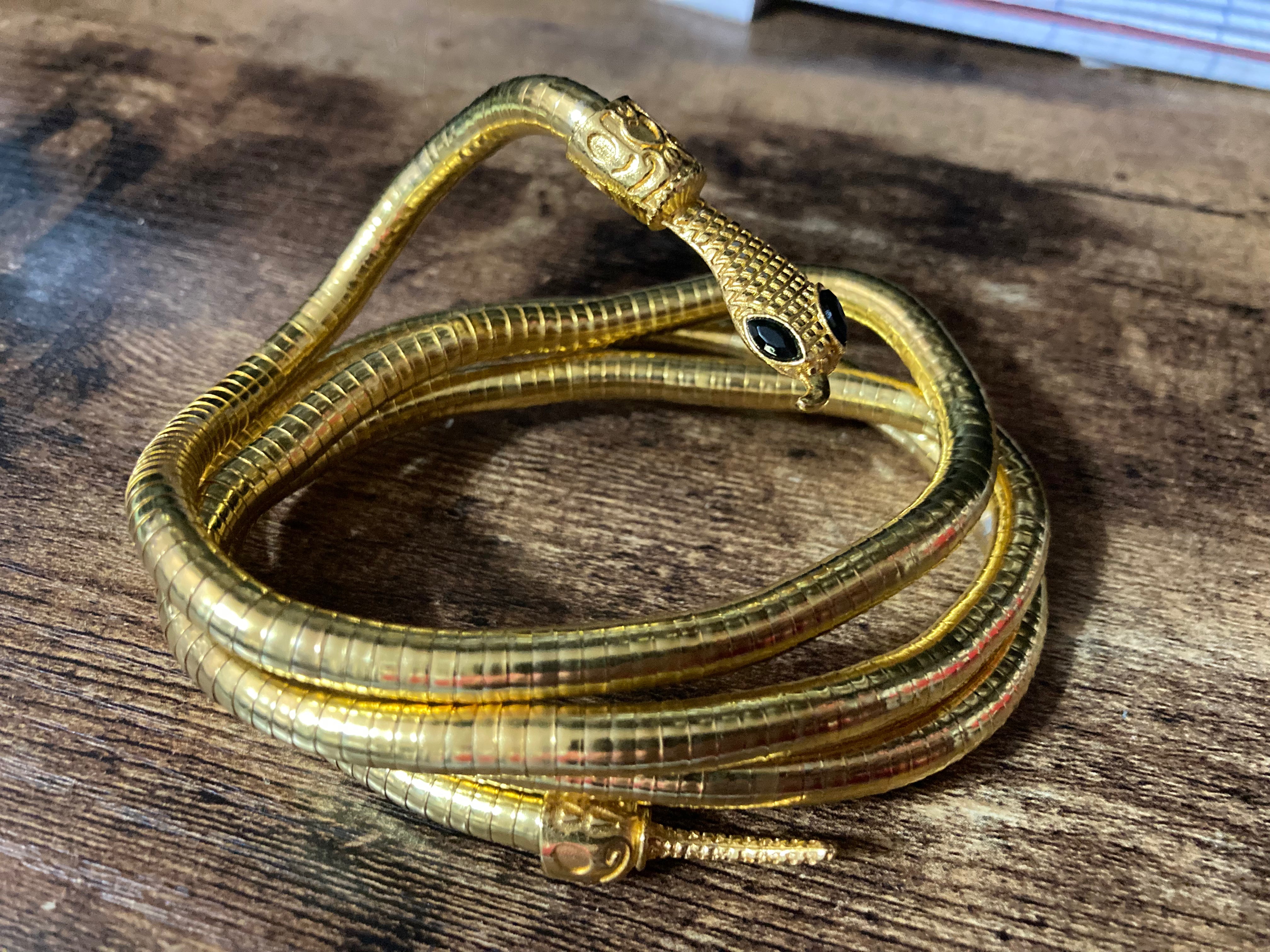 Gold bendy snake choker necklace