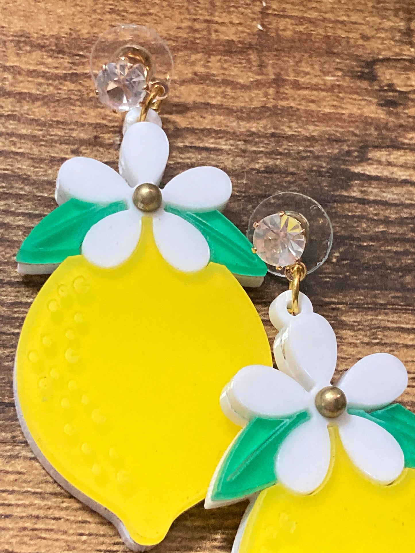 Acrylic yellow lemon fruit earrings