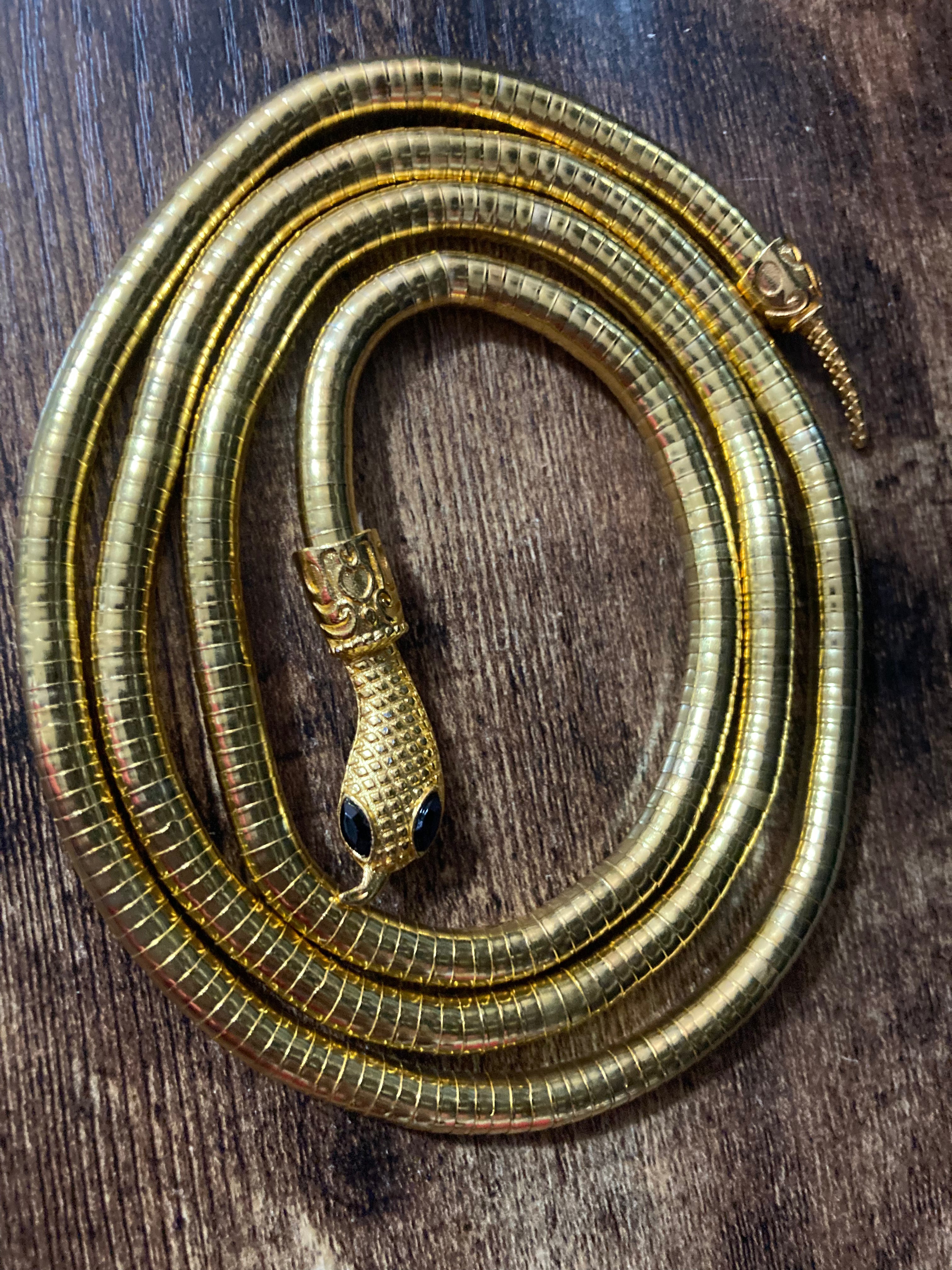 Gold bendy snake choker necklace