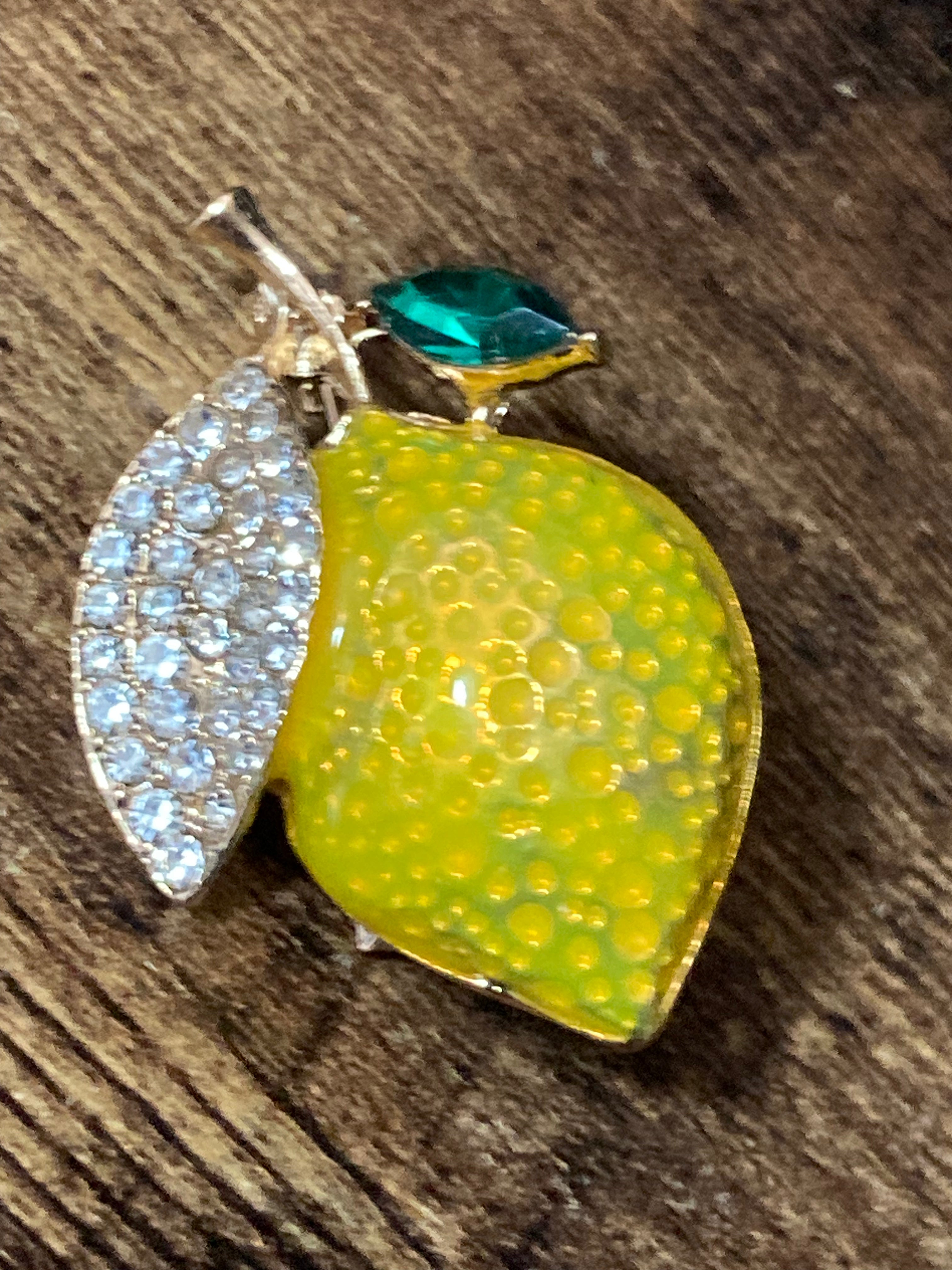 Summer lemon diamanté brooch