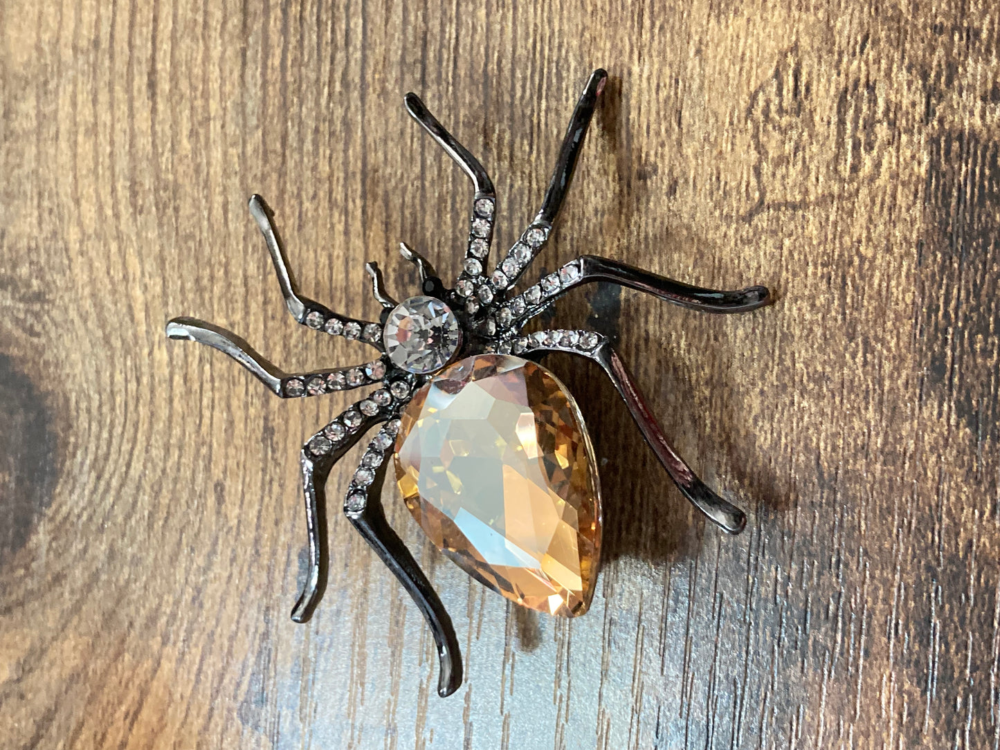 Large spider brooch citrine diamanté