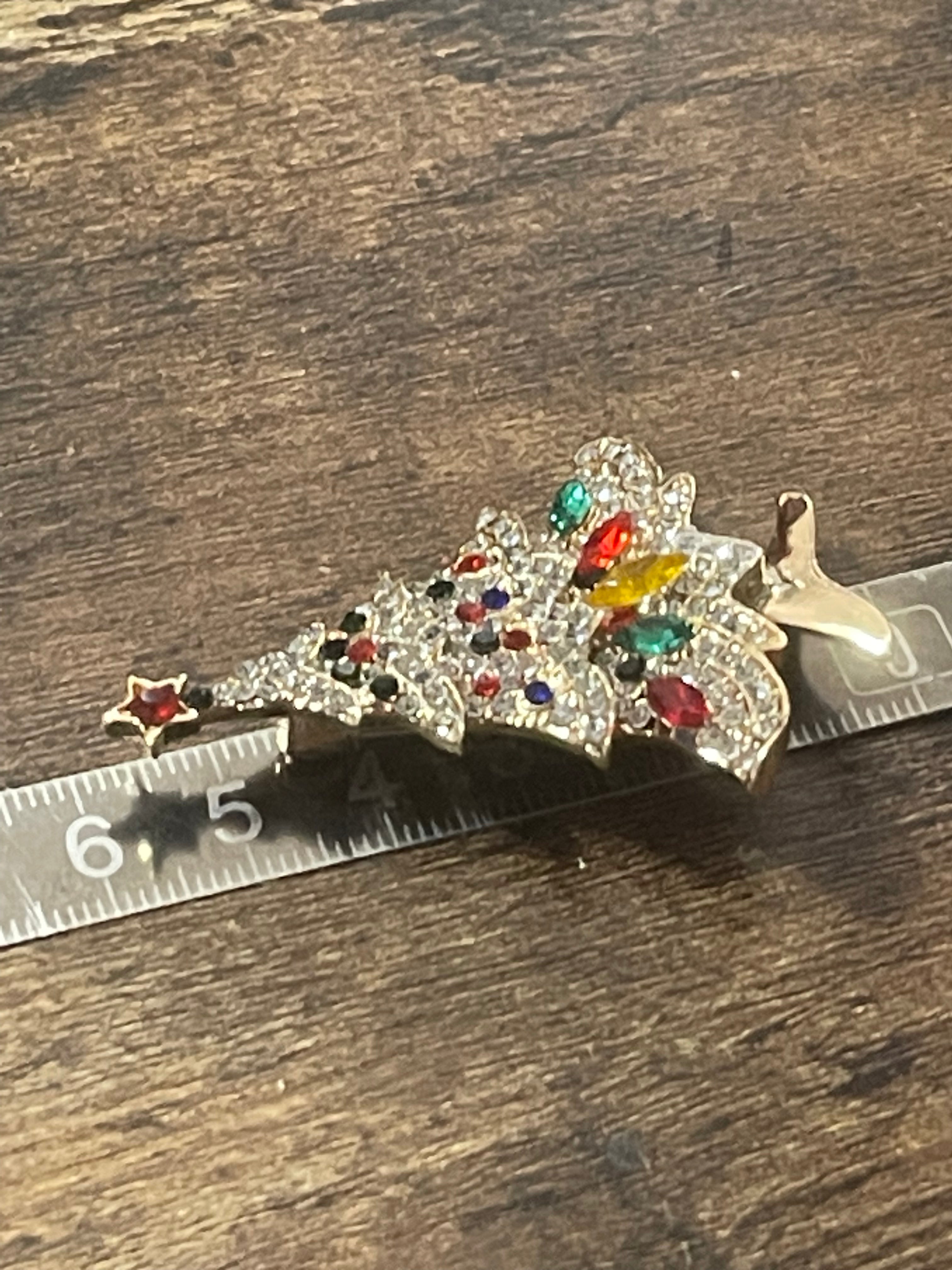 Rainbow Crystal diamanté Christmas tree brooch