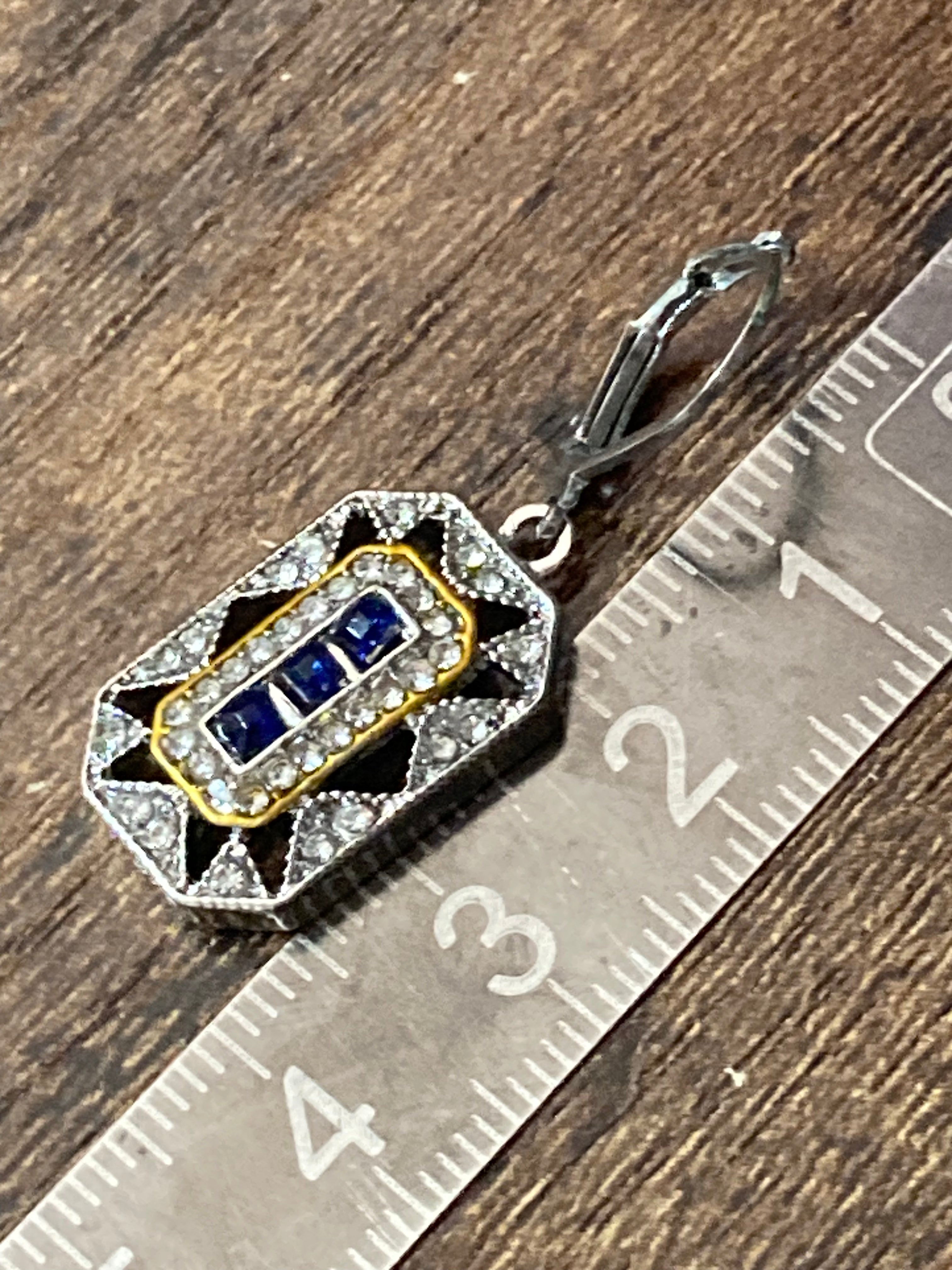 Art deco sapphire diamanté reproduction earrings