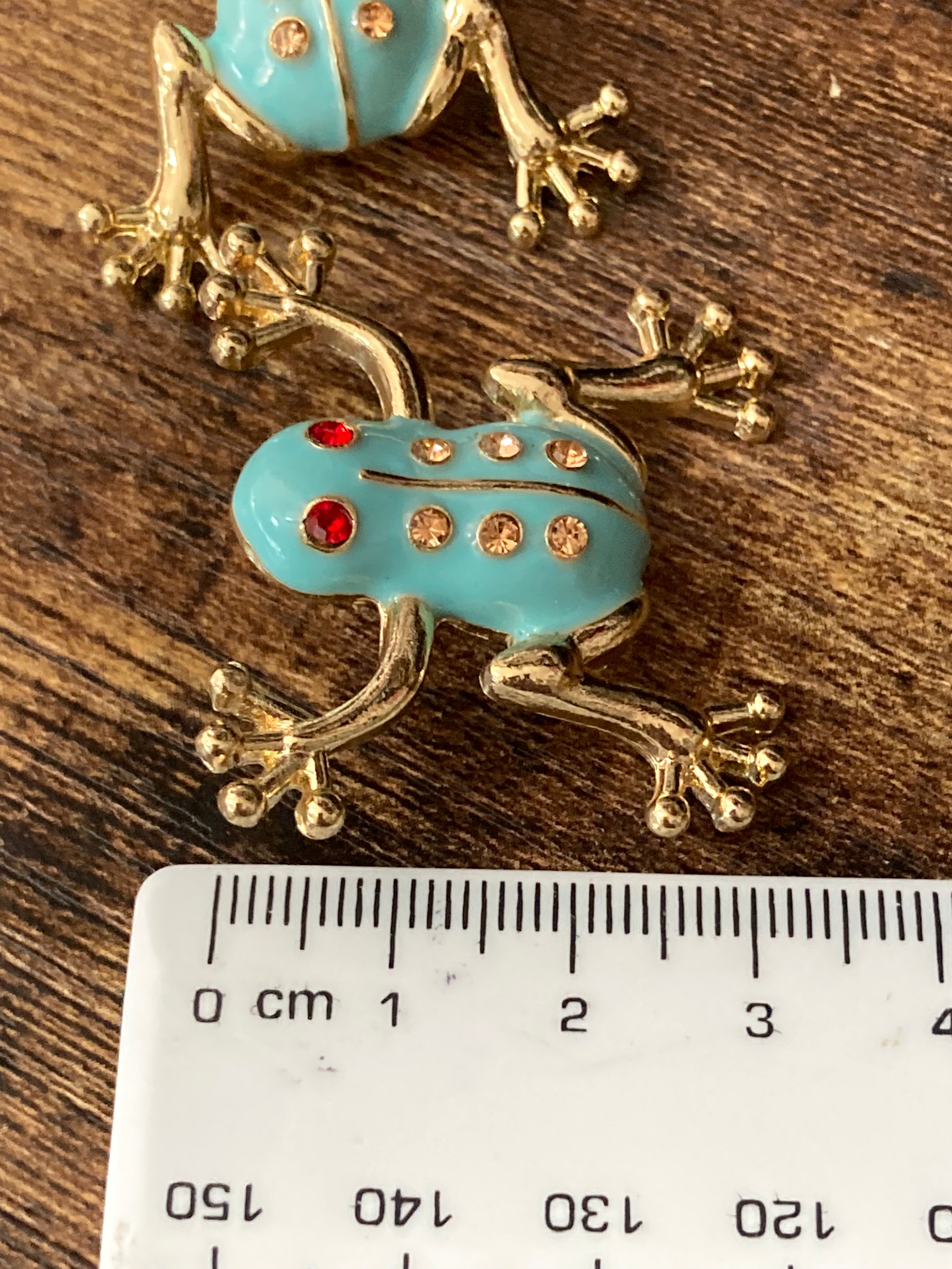 Oversized gold diamanté frog earrings