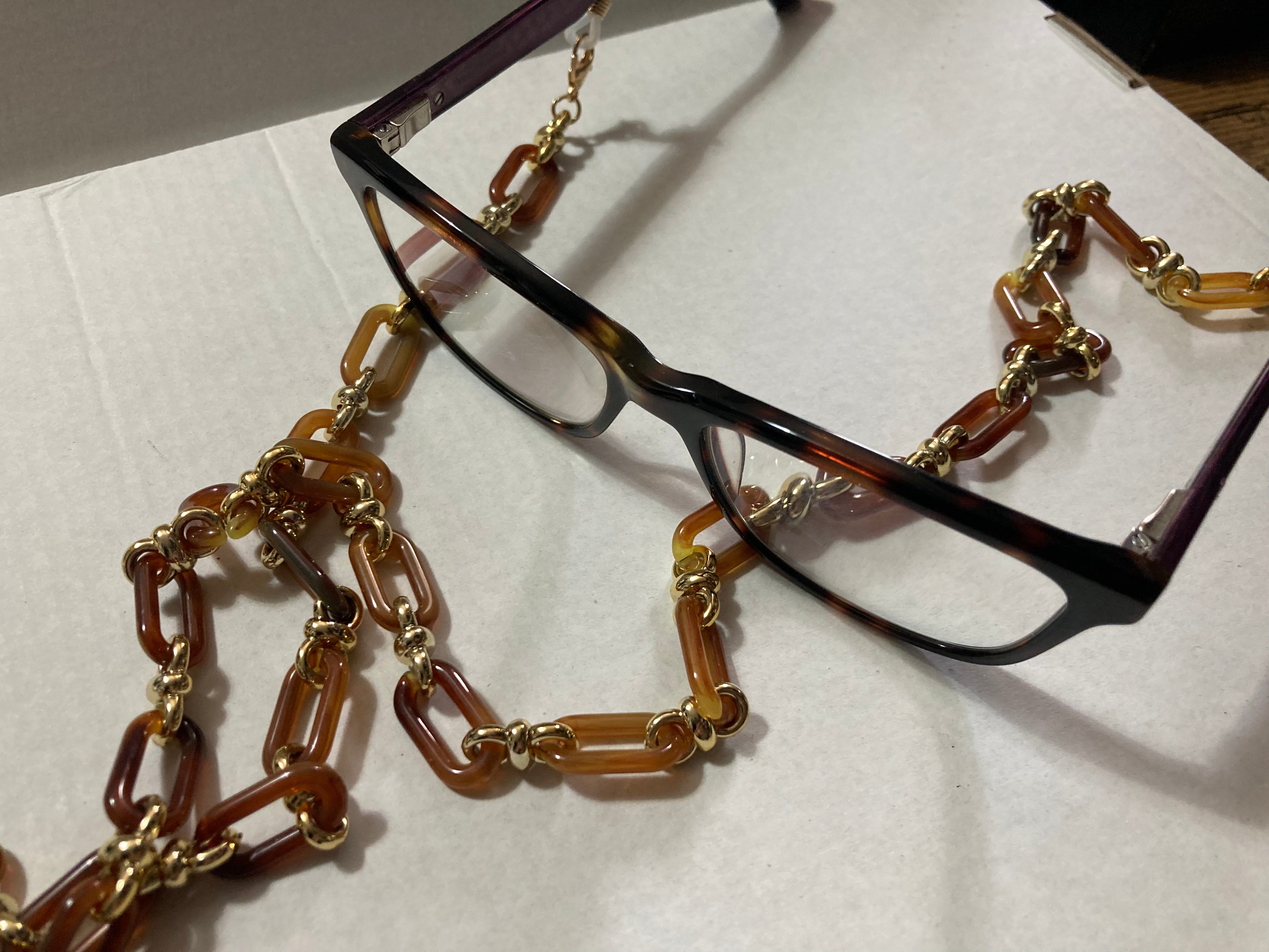 Glasses chain acrylic Faux tortoiseshell lanyard