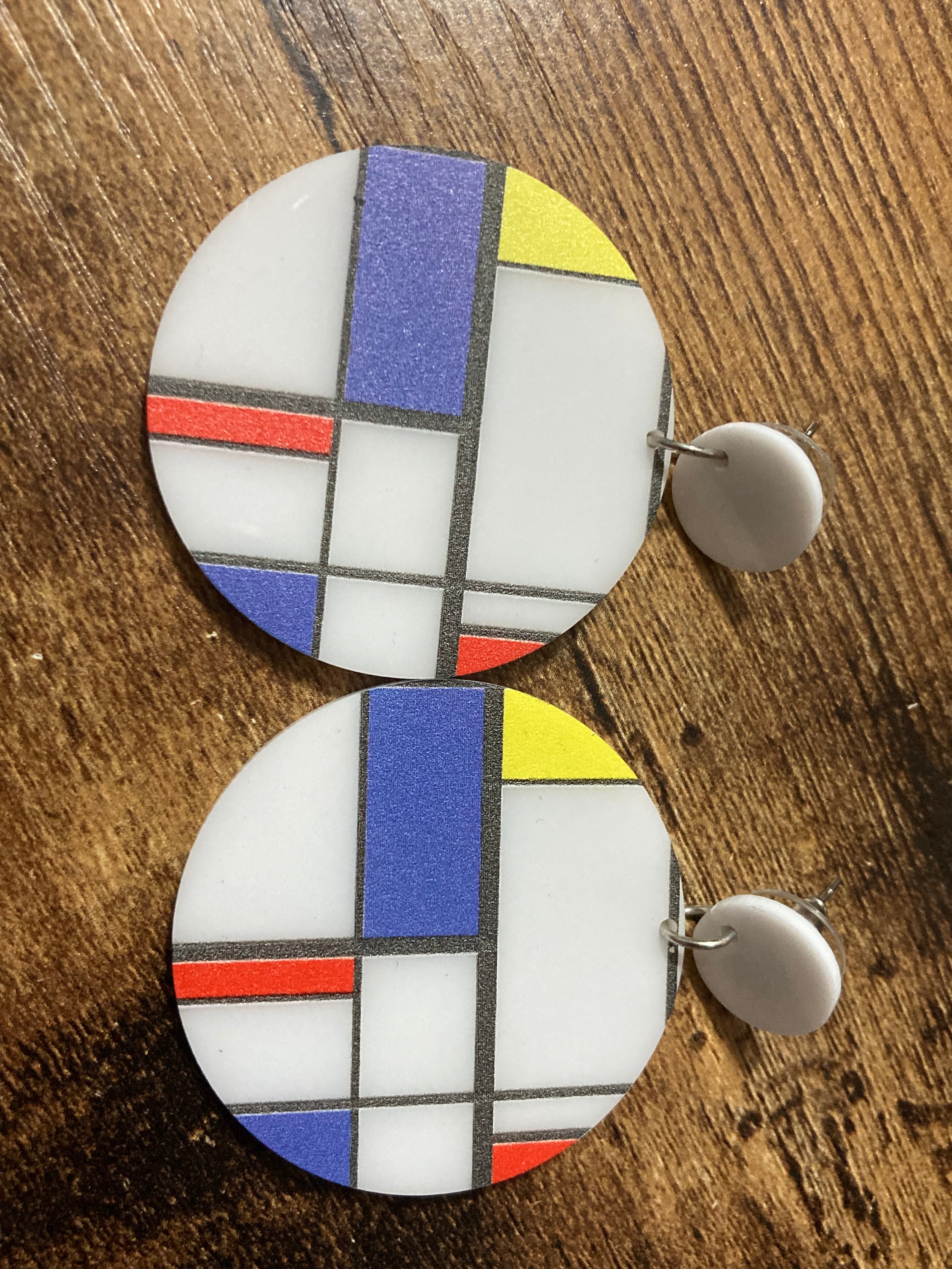 Bauhaus Mondrian dangly earrings