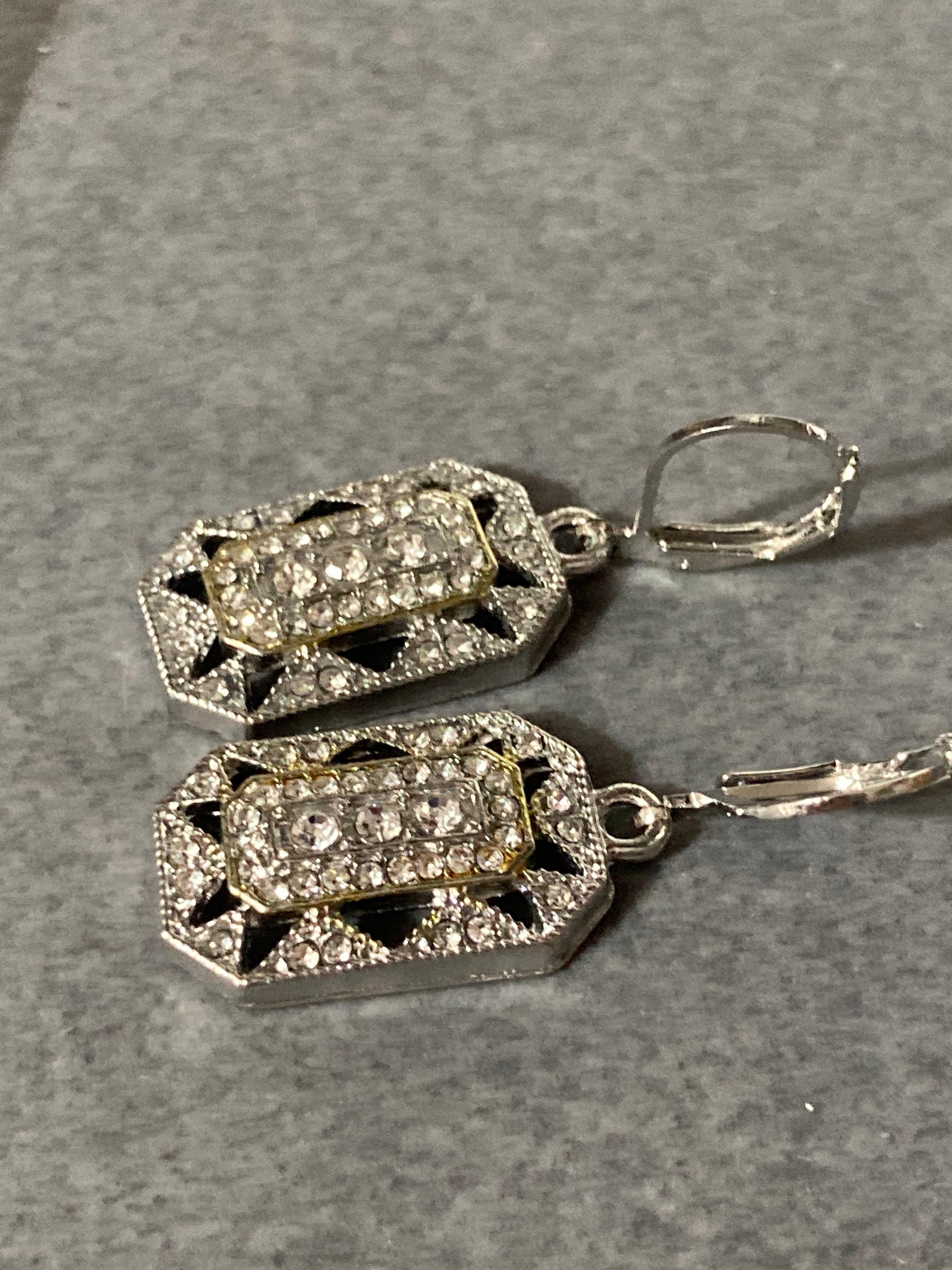 Art deco diamanté geometric octagonal earrings