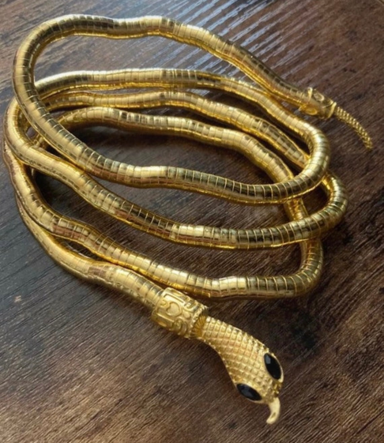 Gold bendy snake choker necklace