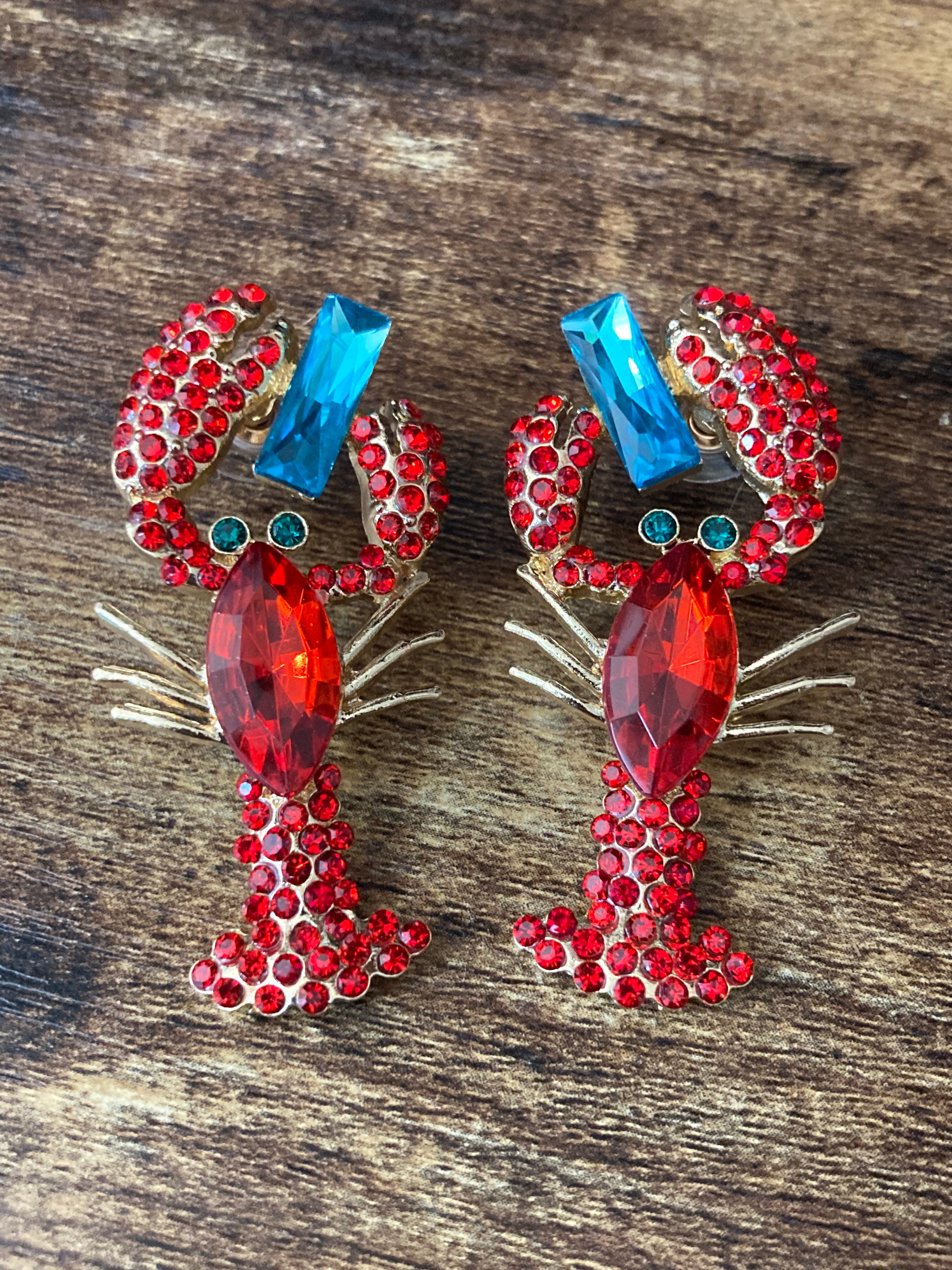 Diamanté lobster earrings