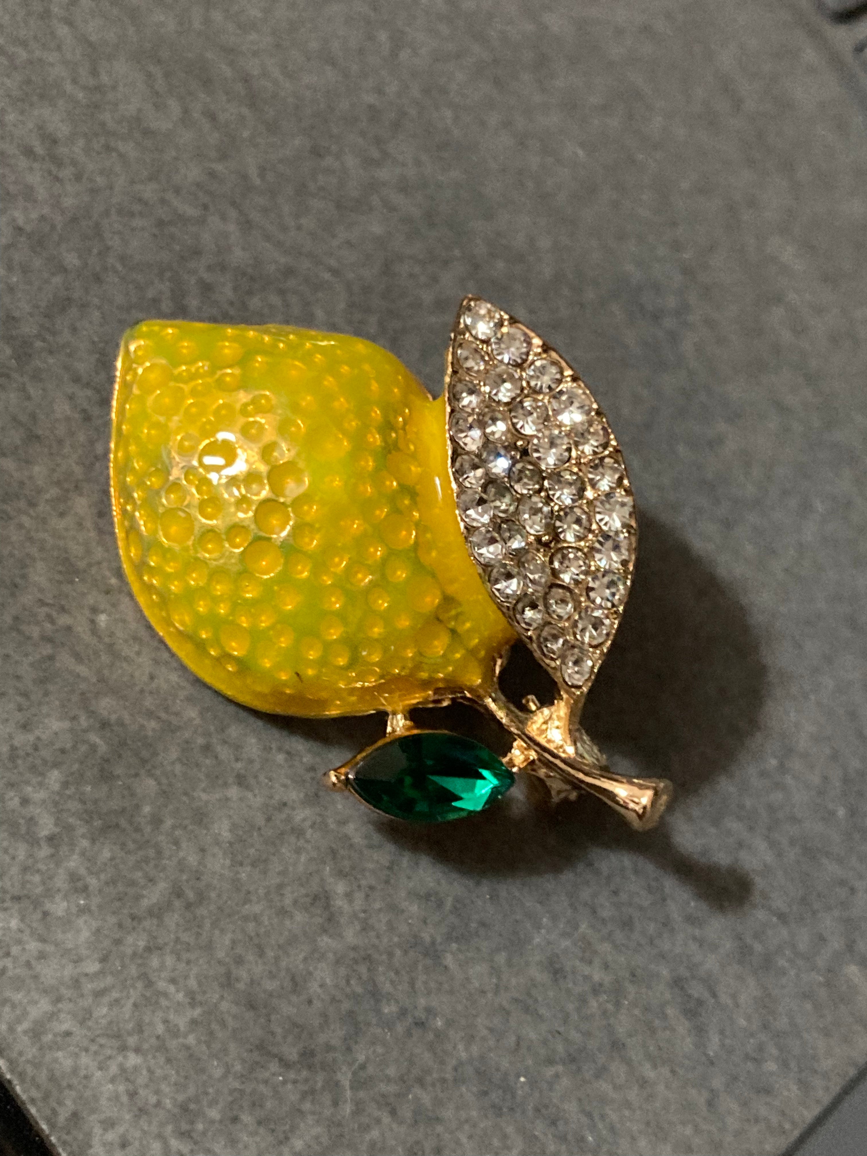 Summer lemon diamanté brooch