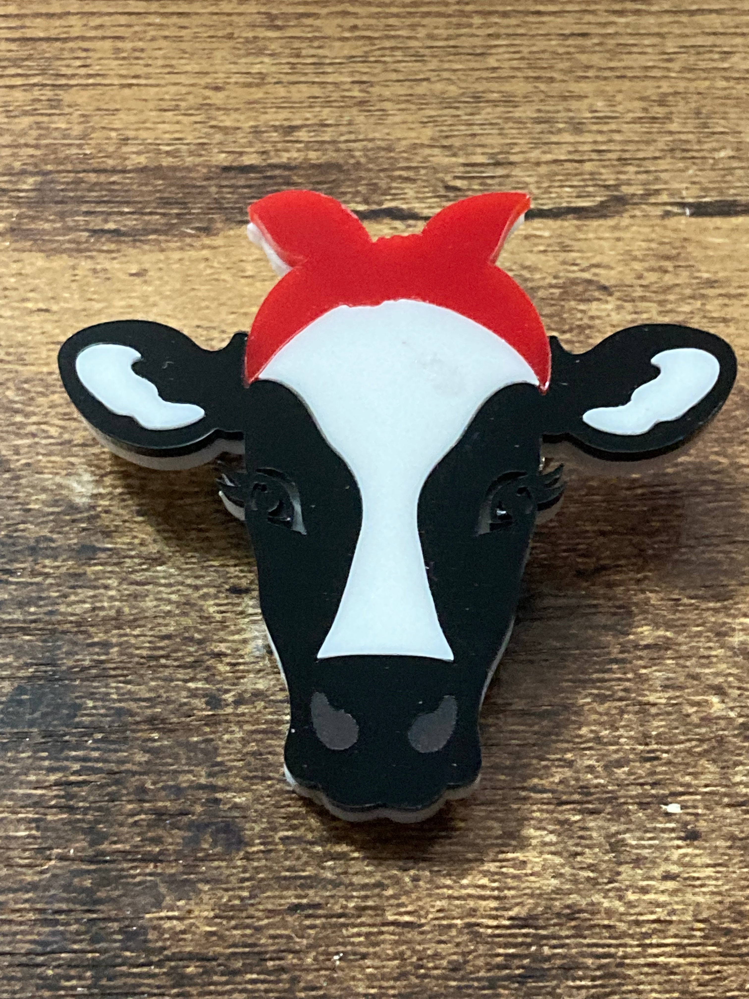 Daisy the cow acrylic brooch