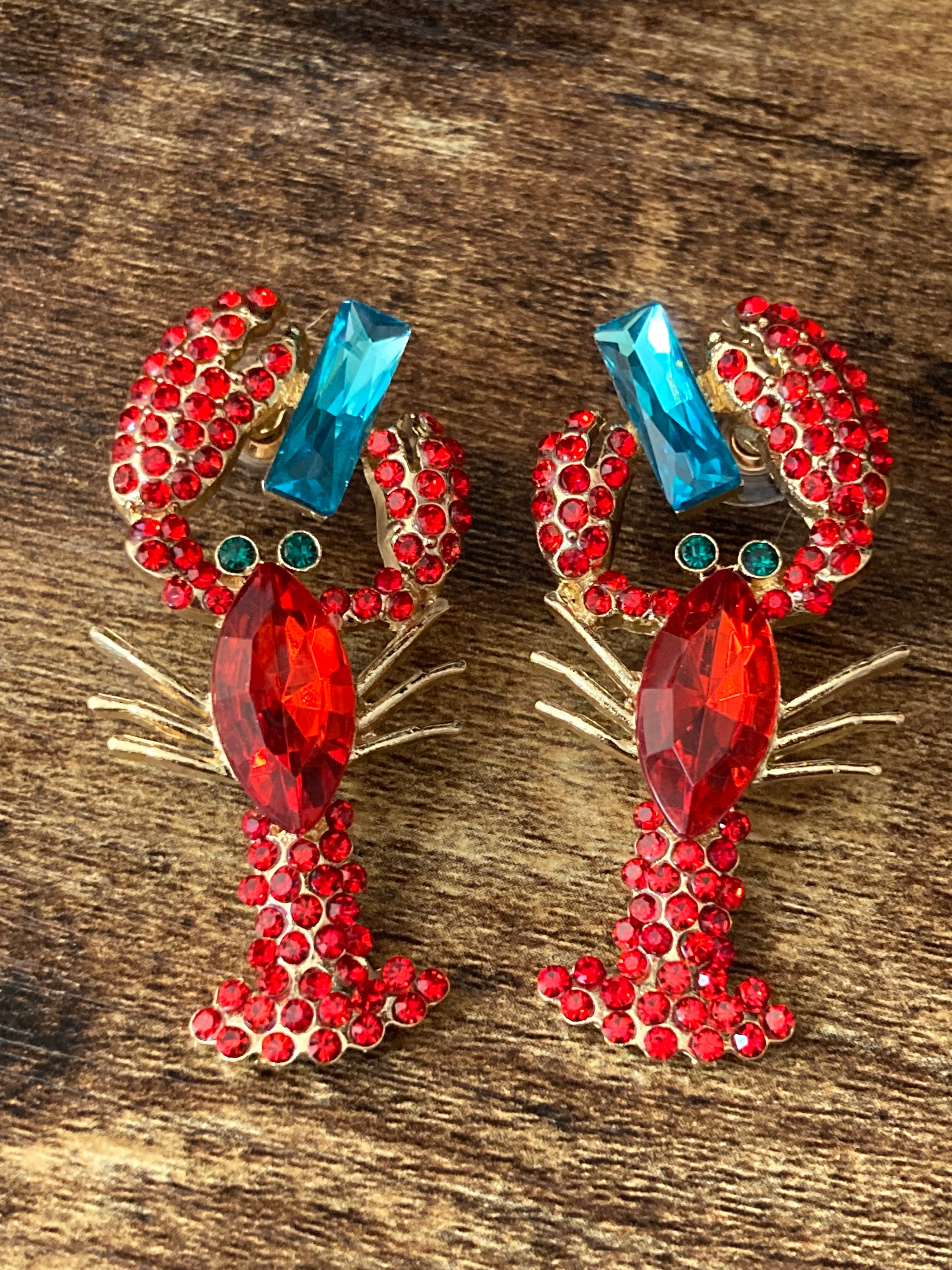 Diamanté lobster earrings