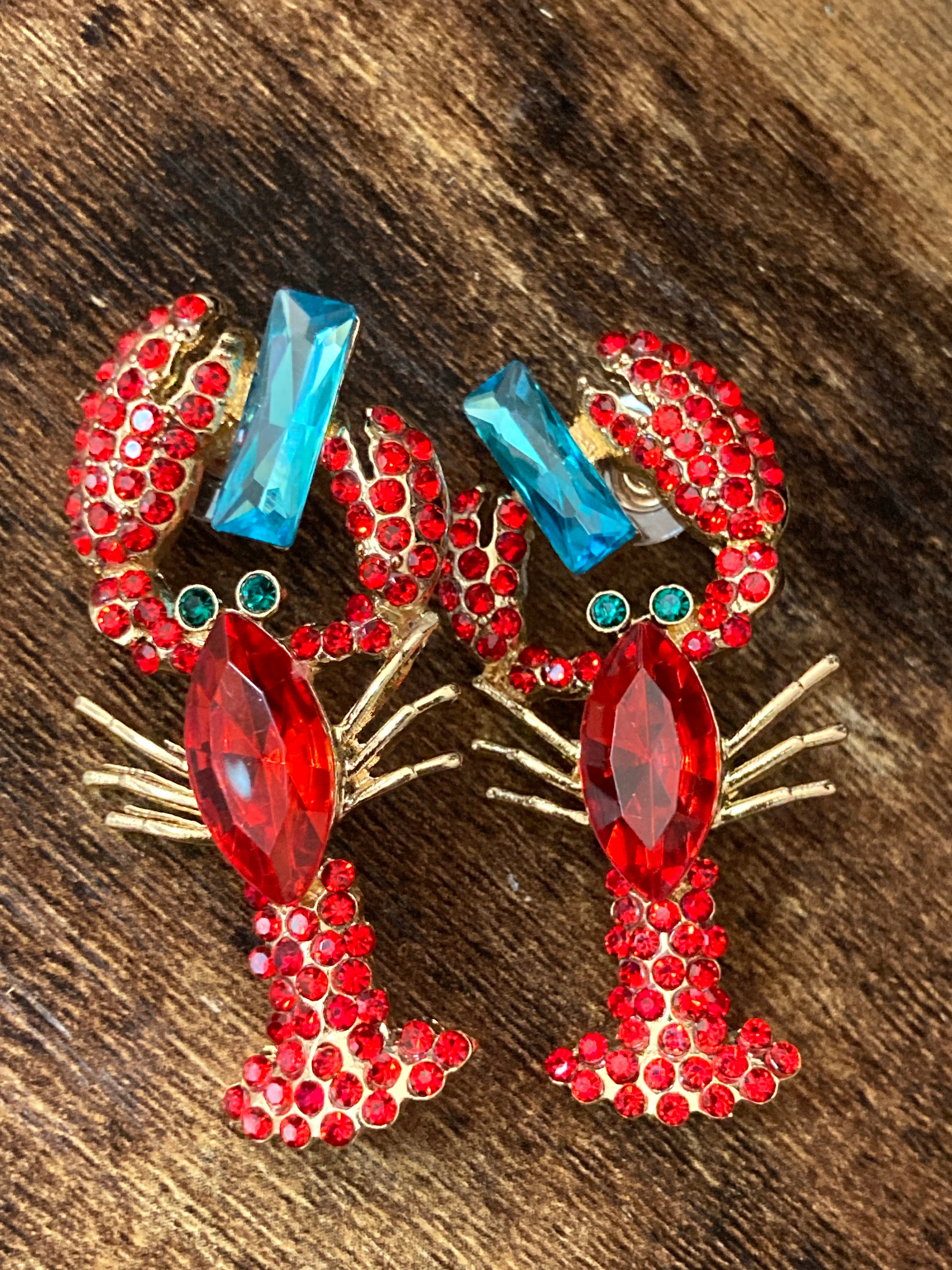 Diamanté lobster earrings