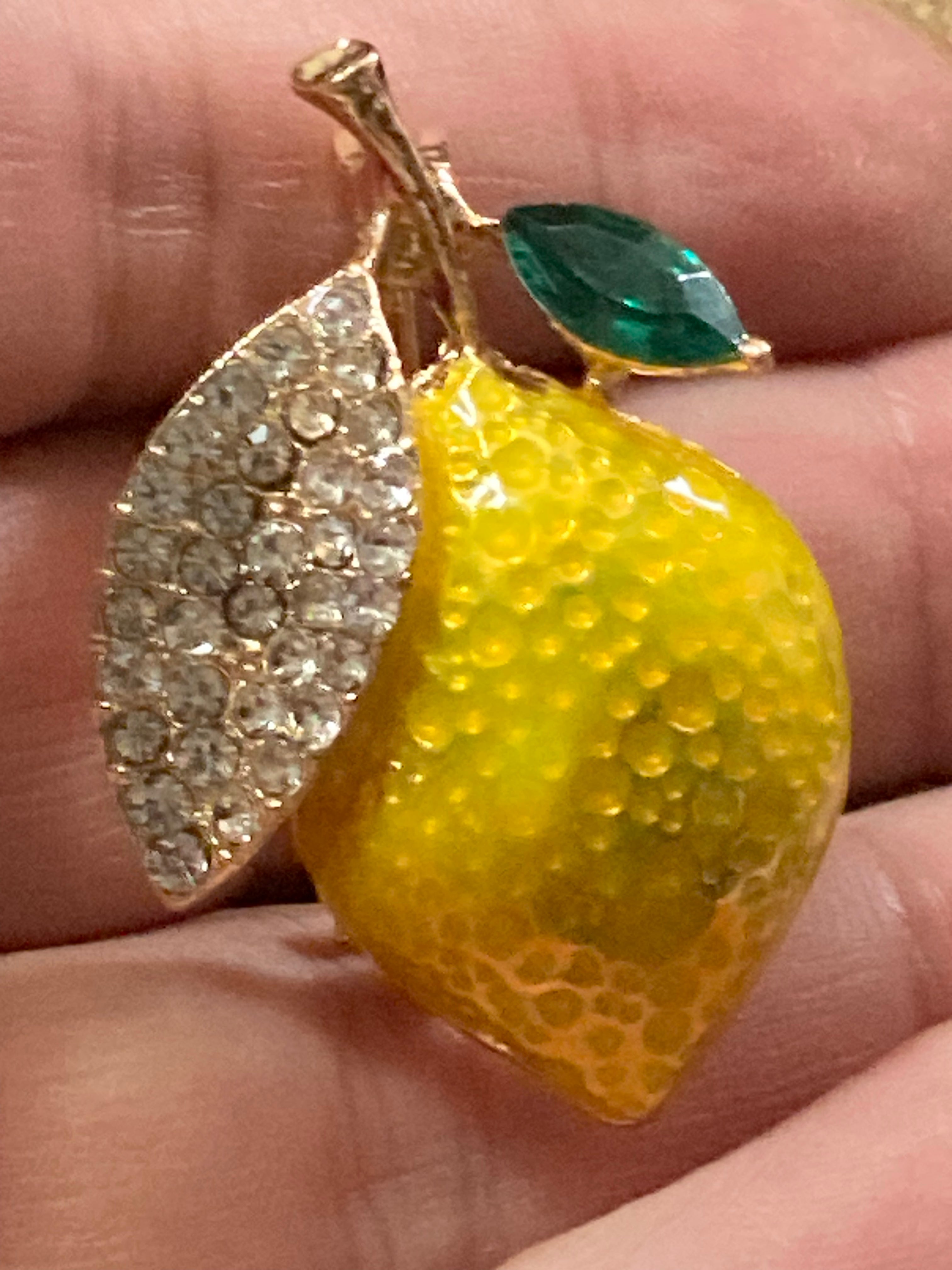 Summer lemon diamanté brooch