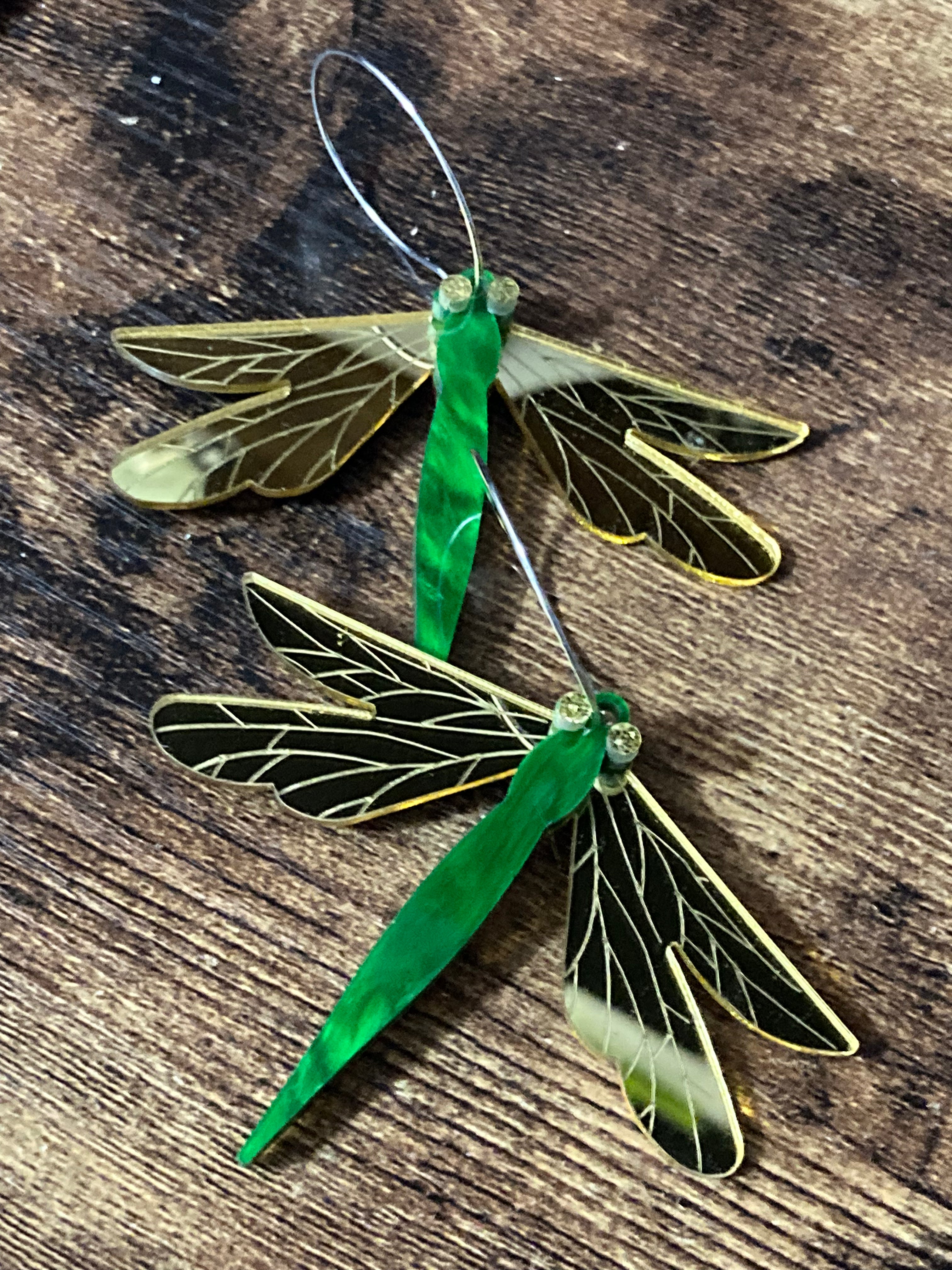 Mirror shine large dragon fly drop earrings