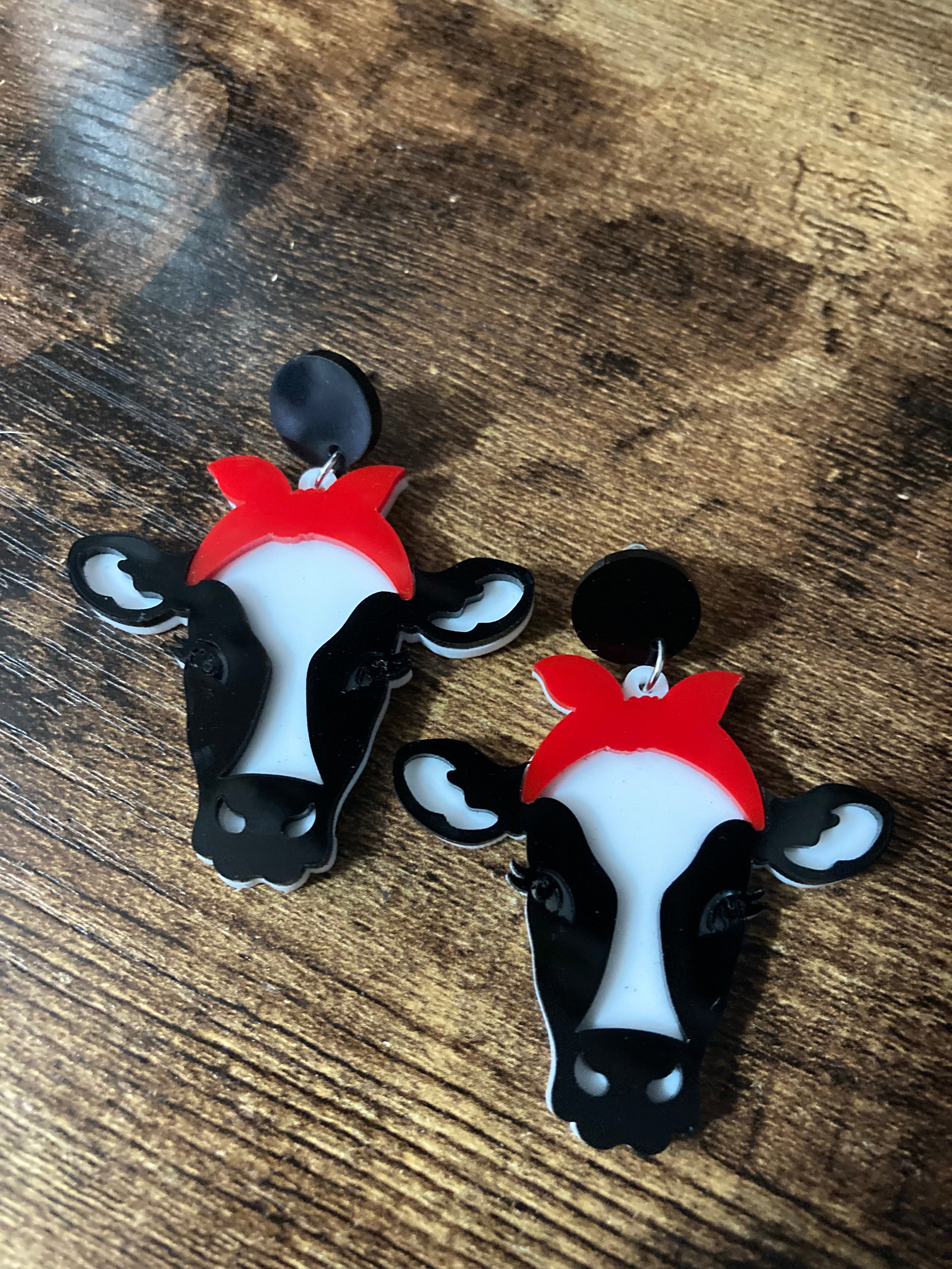 Daisy the cow acrylic earrings